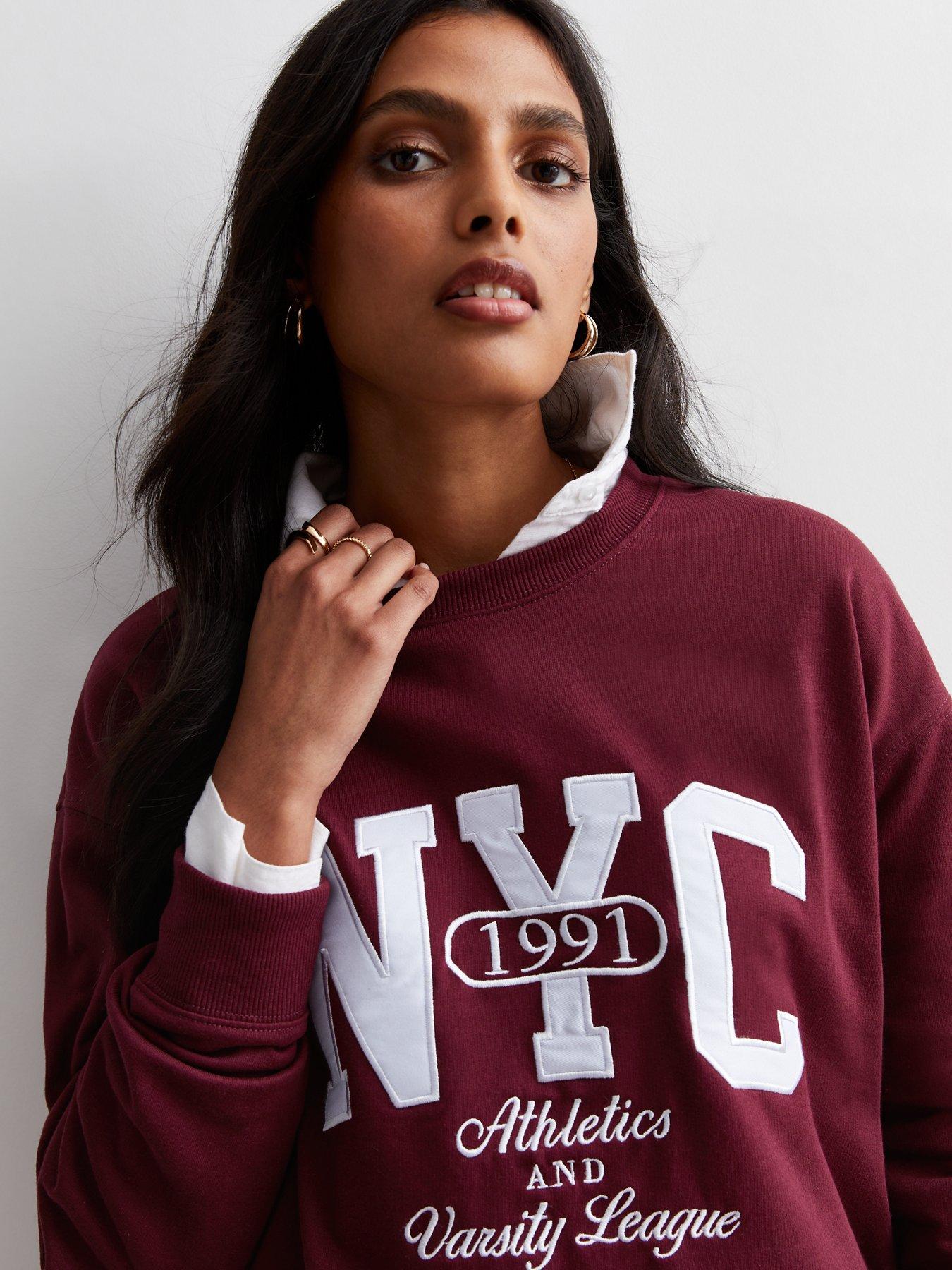 New Look Burgundy NYC Logo Crew Neck Sweatshirt Very