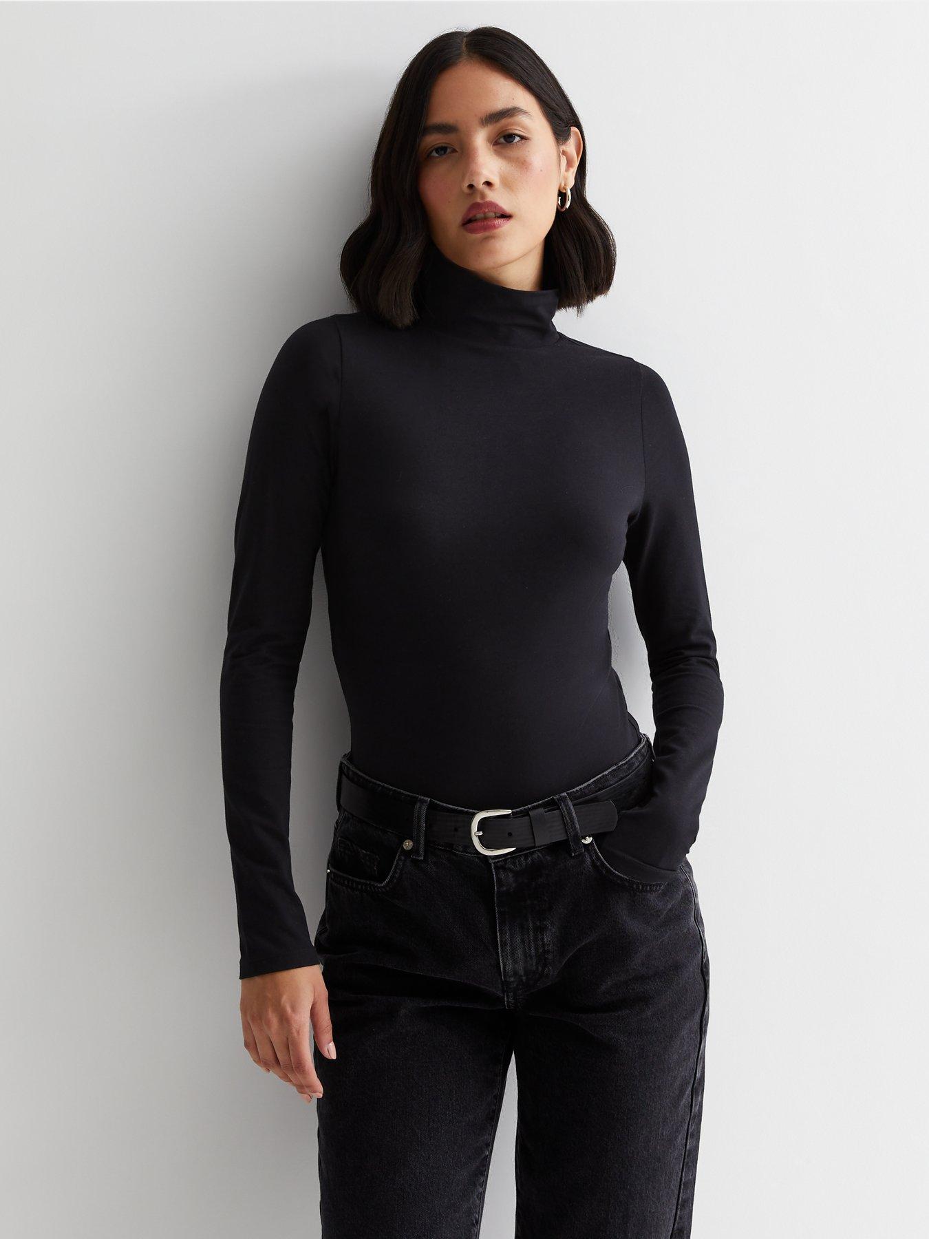 New Look Black High Neck Long Sleeve Top | very.co.uk