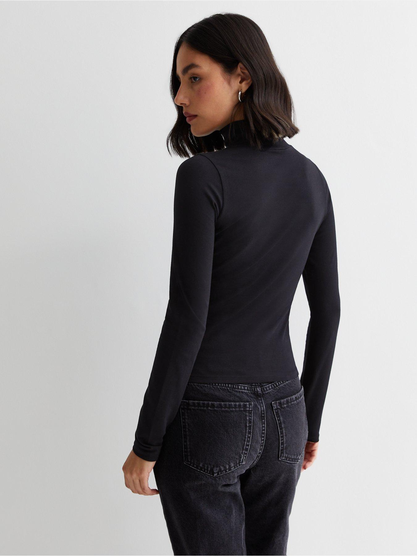 New Look Black High Neck Long Sleeve Top | very.co.uk