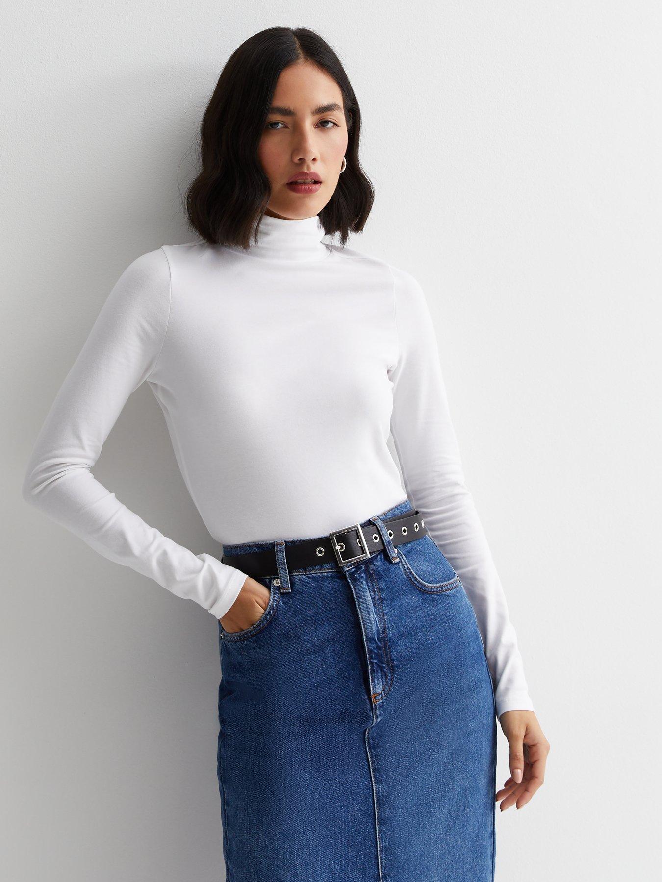 New Look White High Neck Long Sleeve Top