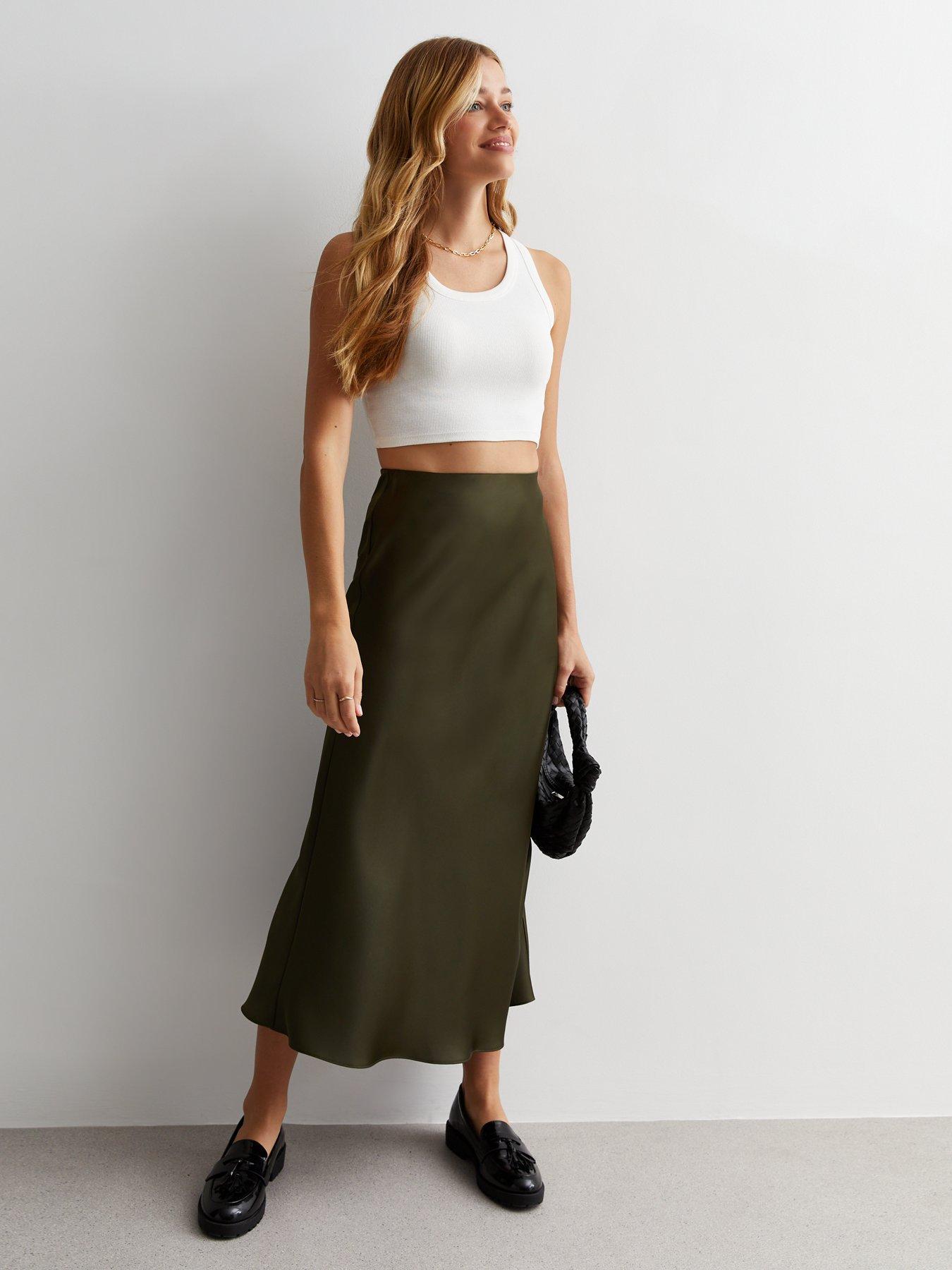 Khaki bias shop cut skirt