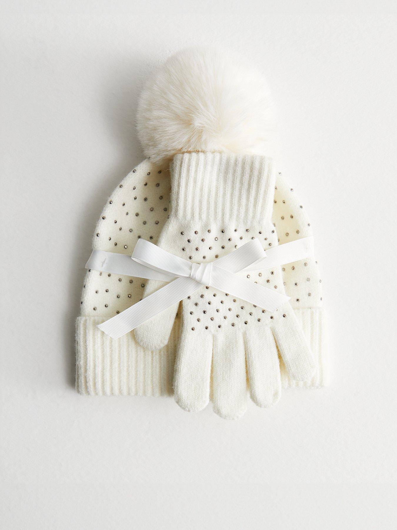new-look-cream-pom-pom-bobble-hat-gloves-set