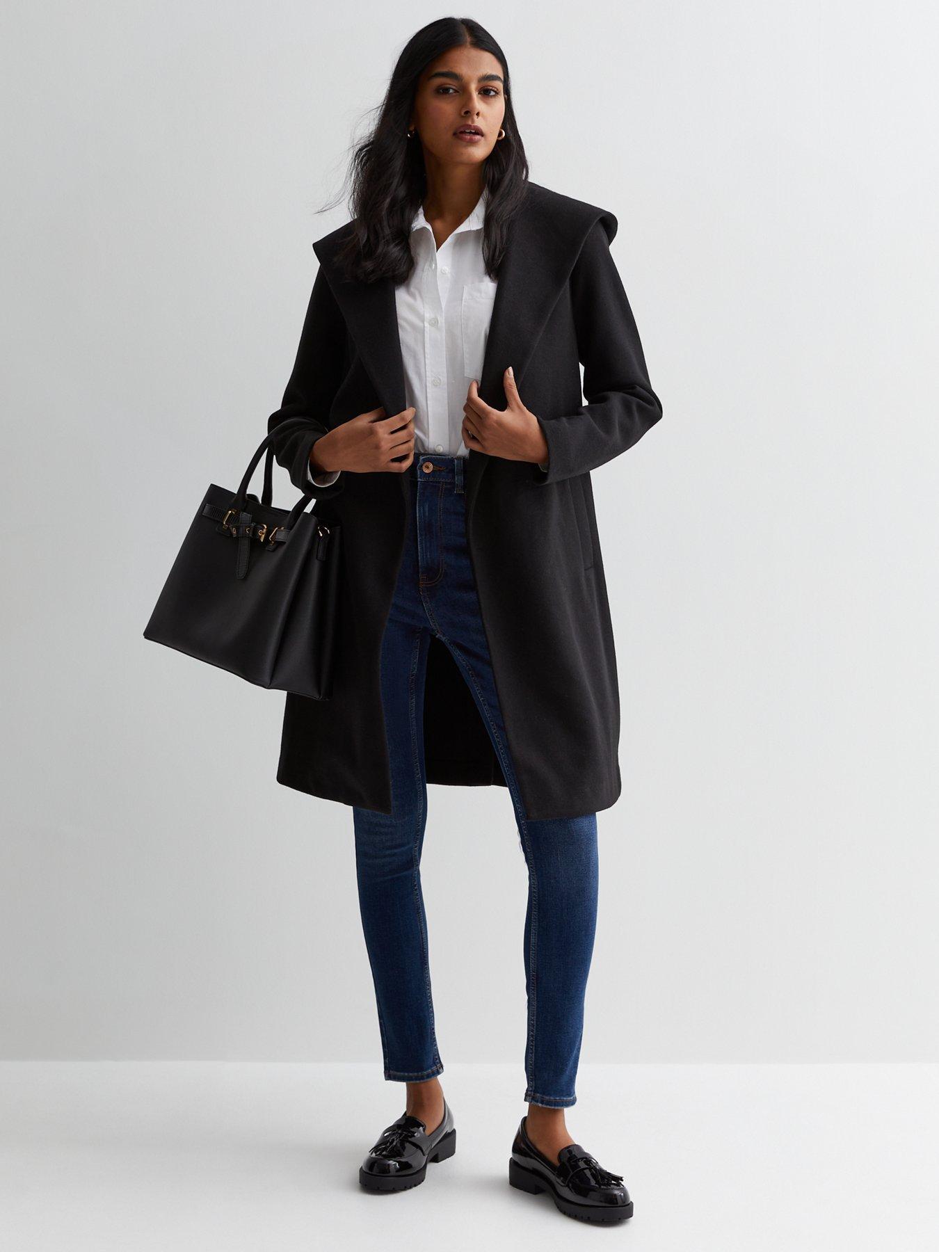 New look hotsell black wool coat