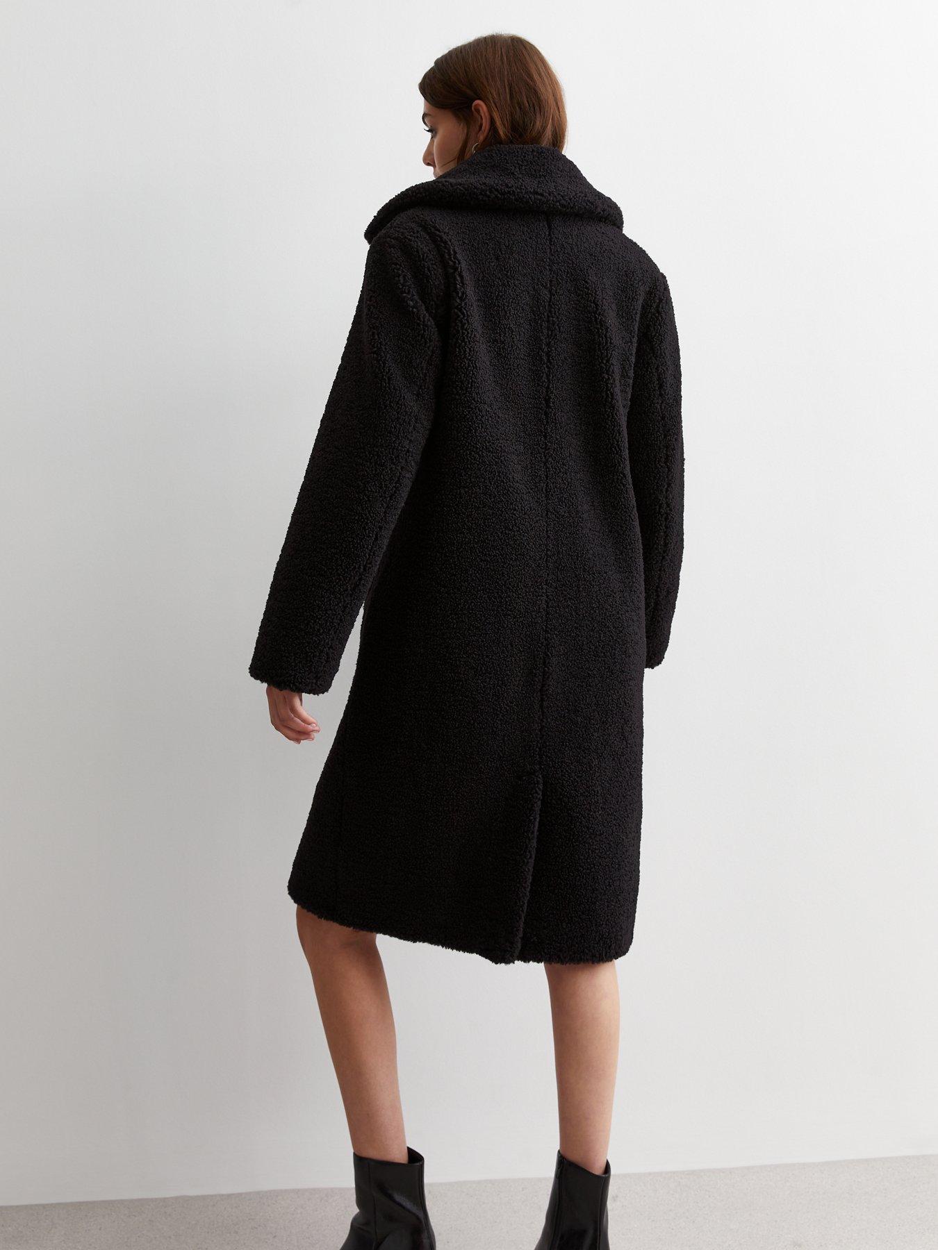 New look teddy bear sale coat black