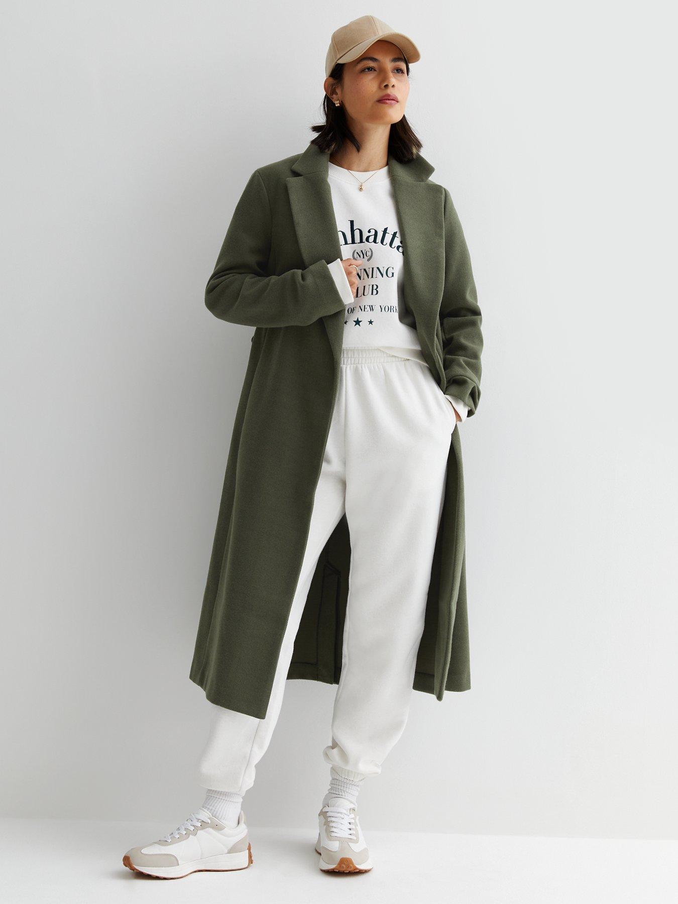 Khaki belted outlet coat