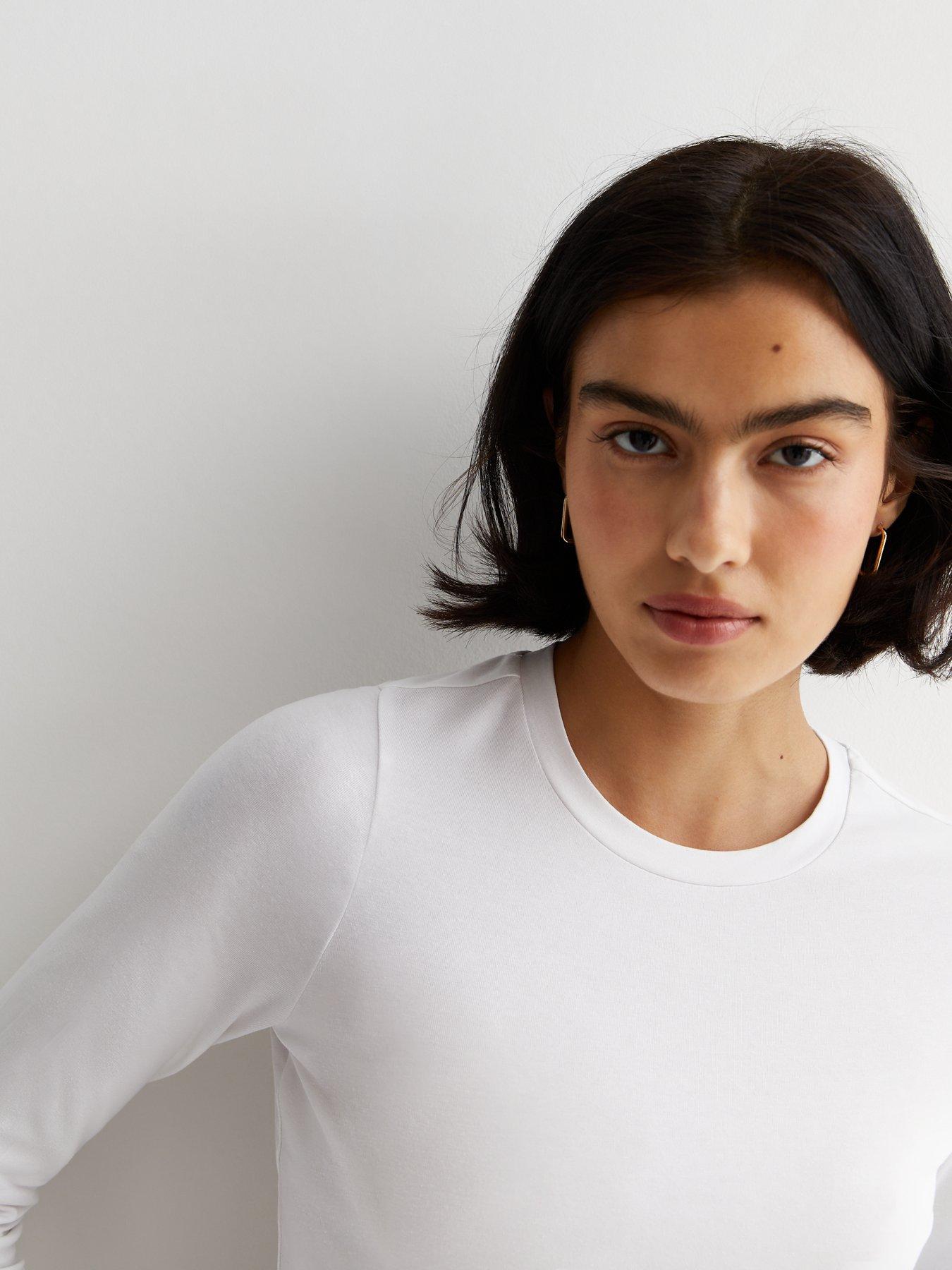 New Look White Long Sleeve Crop T-Shirt | Very.co.uk