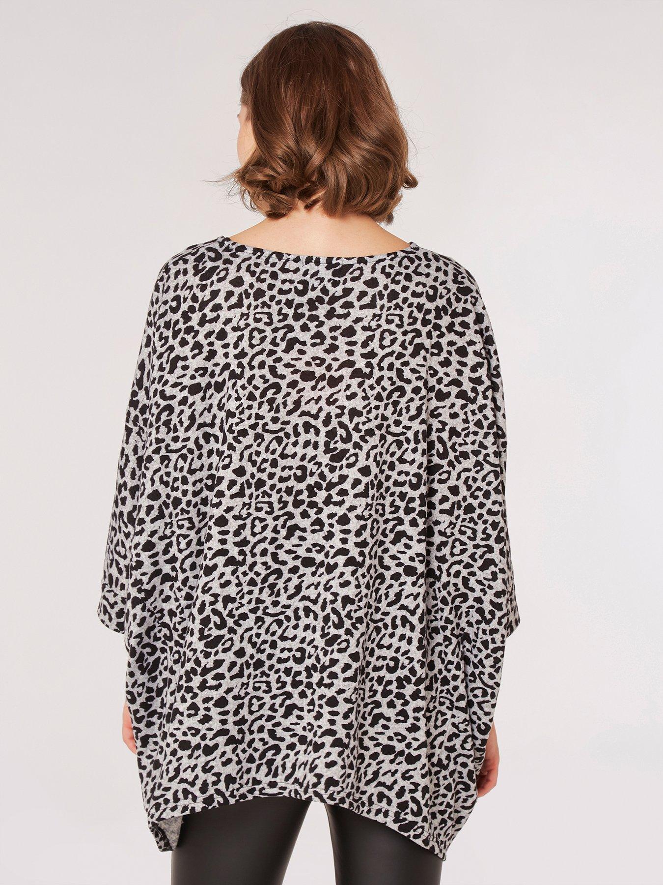 Apricot Leopard Waterfall Batwing Top very