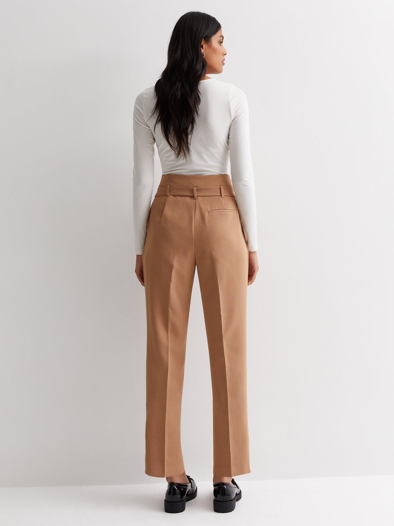 New Look Camel High Waist Paperbag Trousers