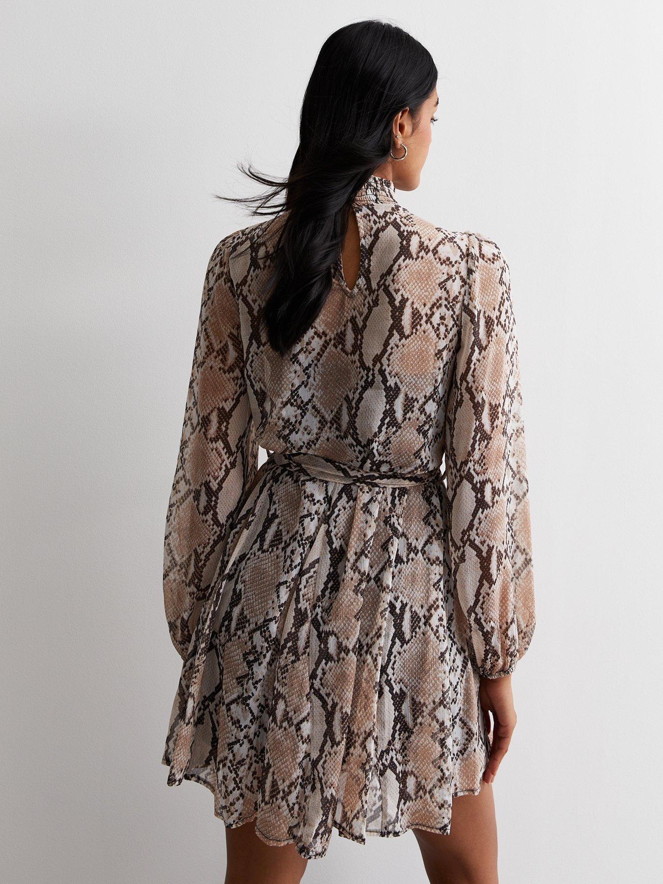 High neck outlet snake print dress