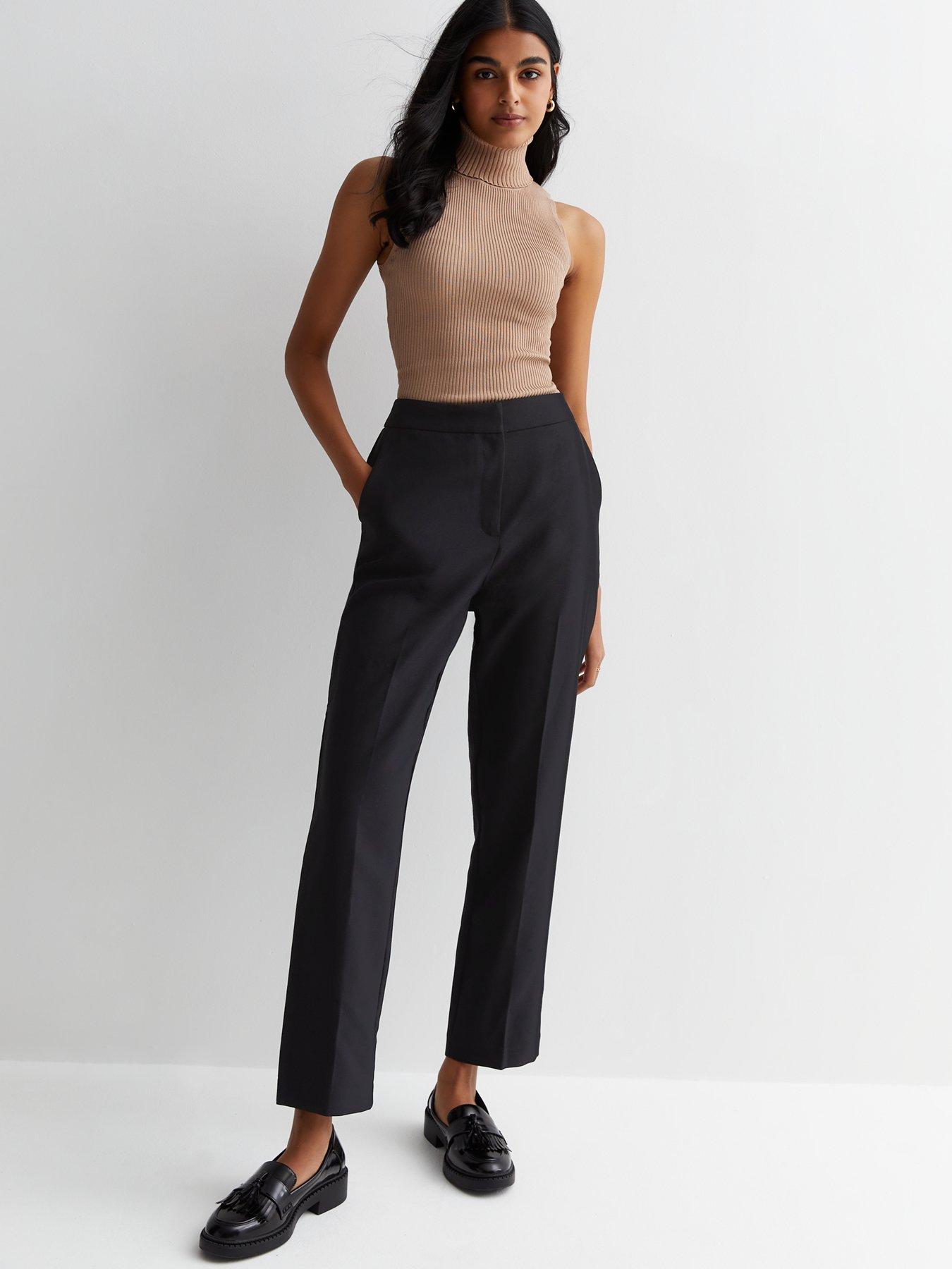 High Waisted Slim Leg Trouser Compact Stretch Tailored High