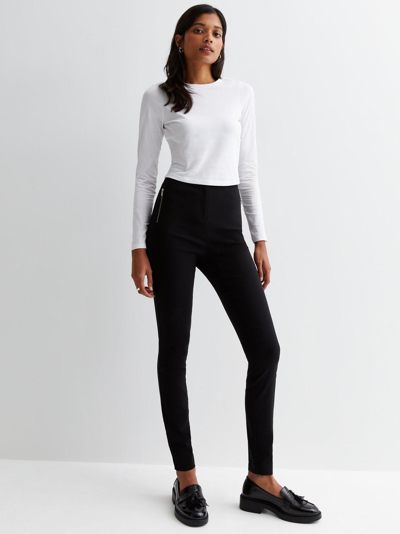 High waisted hot sale slim black trousers