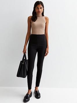 new look black high waist slim fit trousers, black, size 10, women