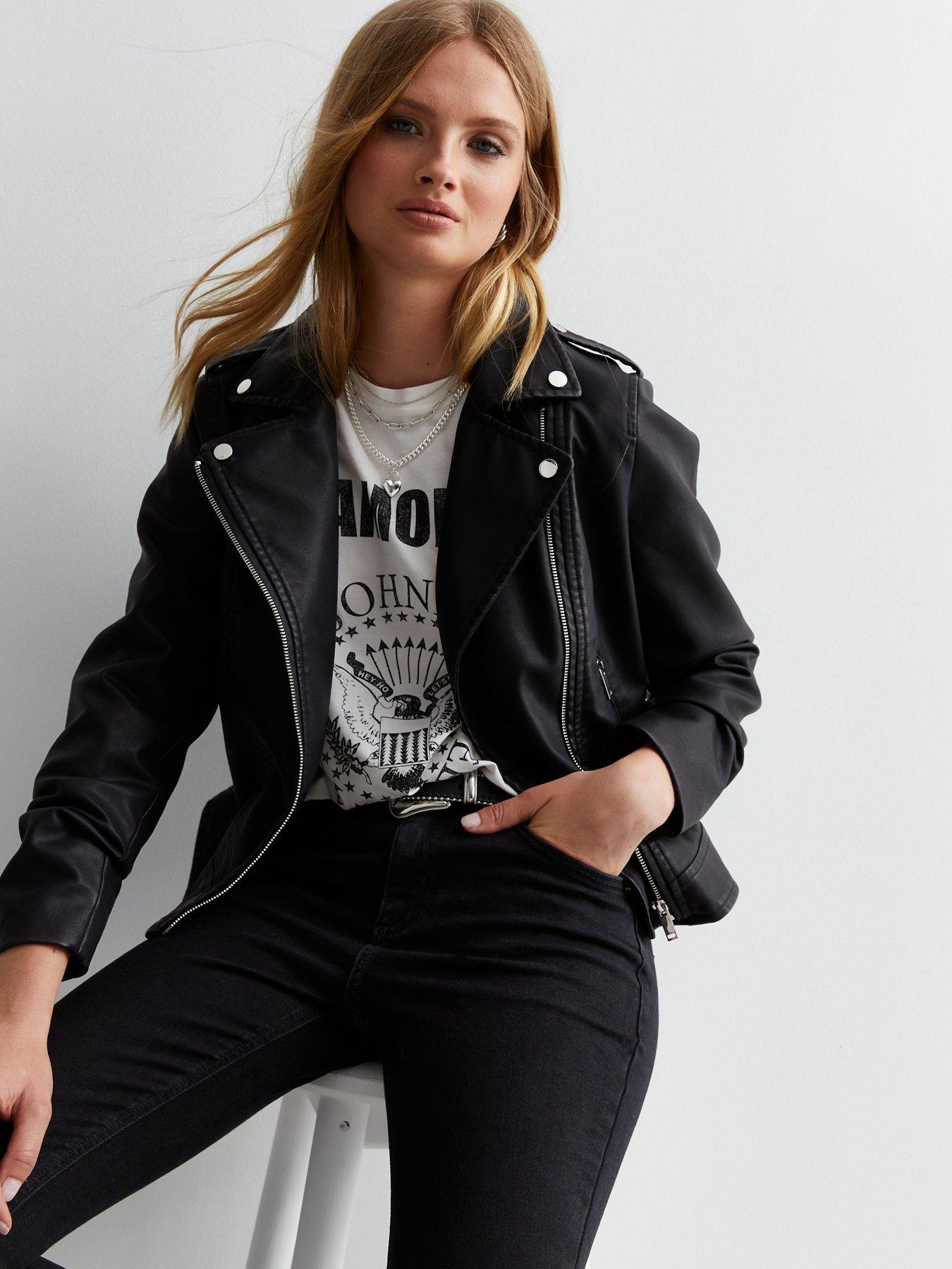 Everyday Faux Leather Biker Jacket - Black