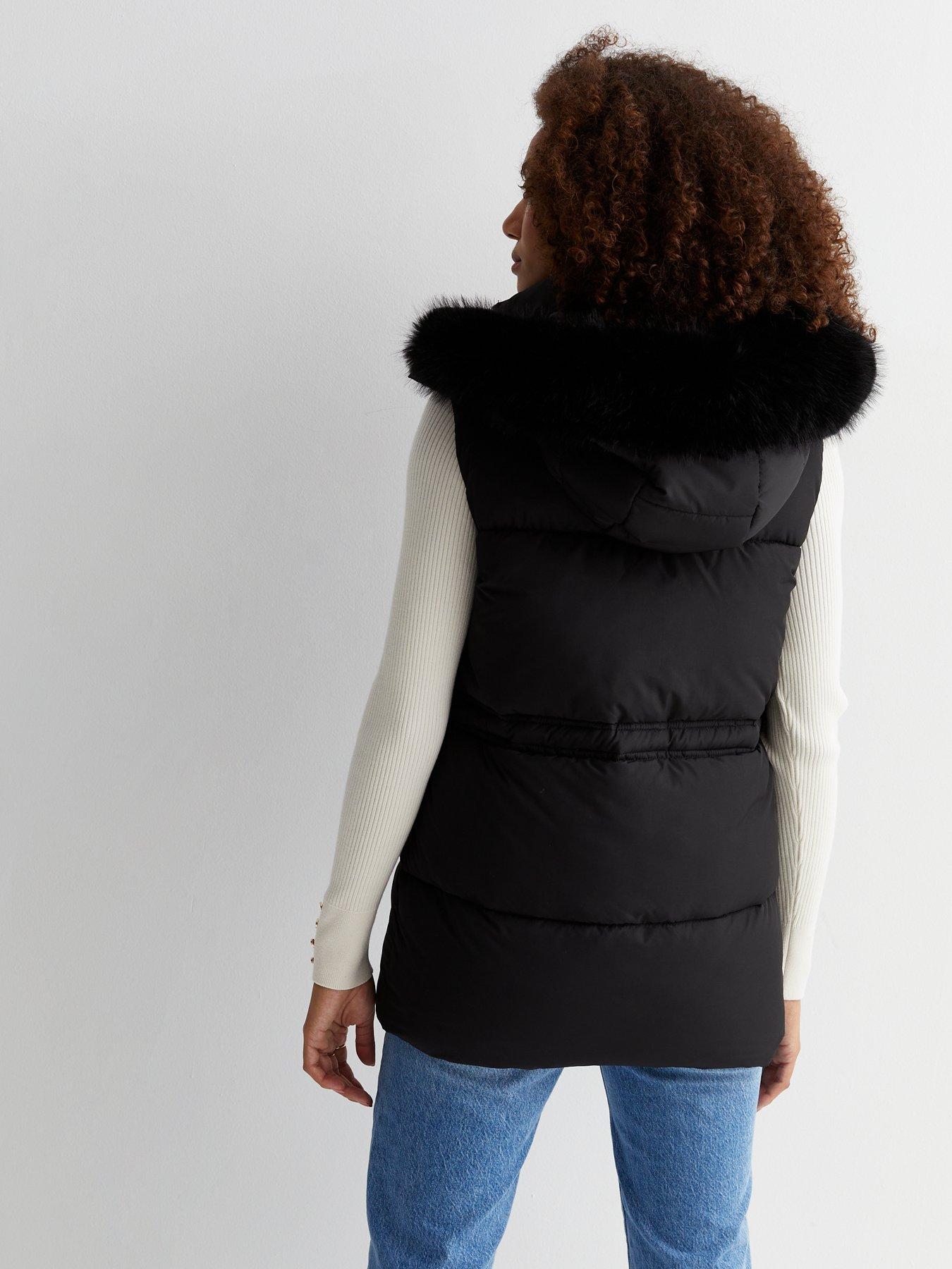 New look black faux fur outlet gilet