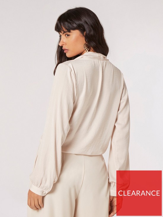 stillFront image of apricot-textured-satin-wrap-blouse
