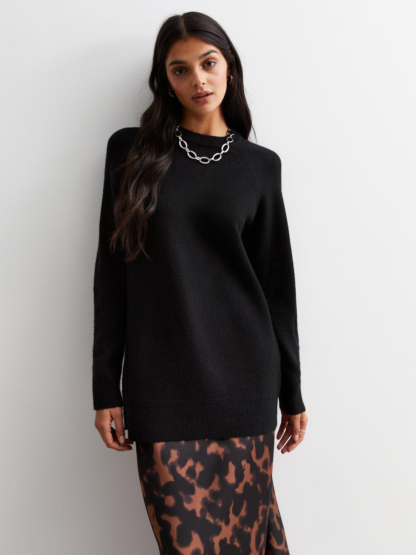 New Look Black Knit Roll Neck Longline Jumper