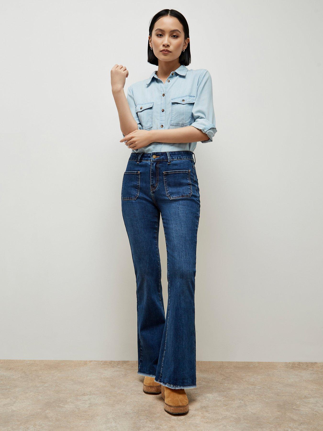 Apricot Lucia Retro 2 Pocket Flare Raw Edge Jean