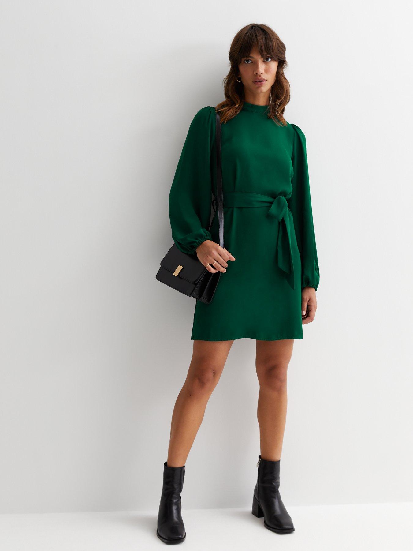 Cut and sew on sale belted mini dress