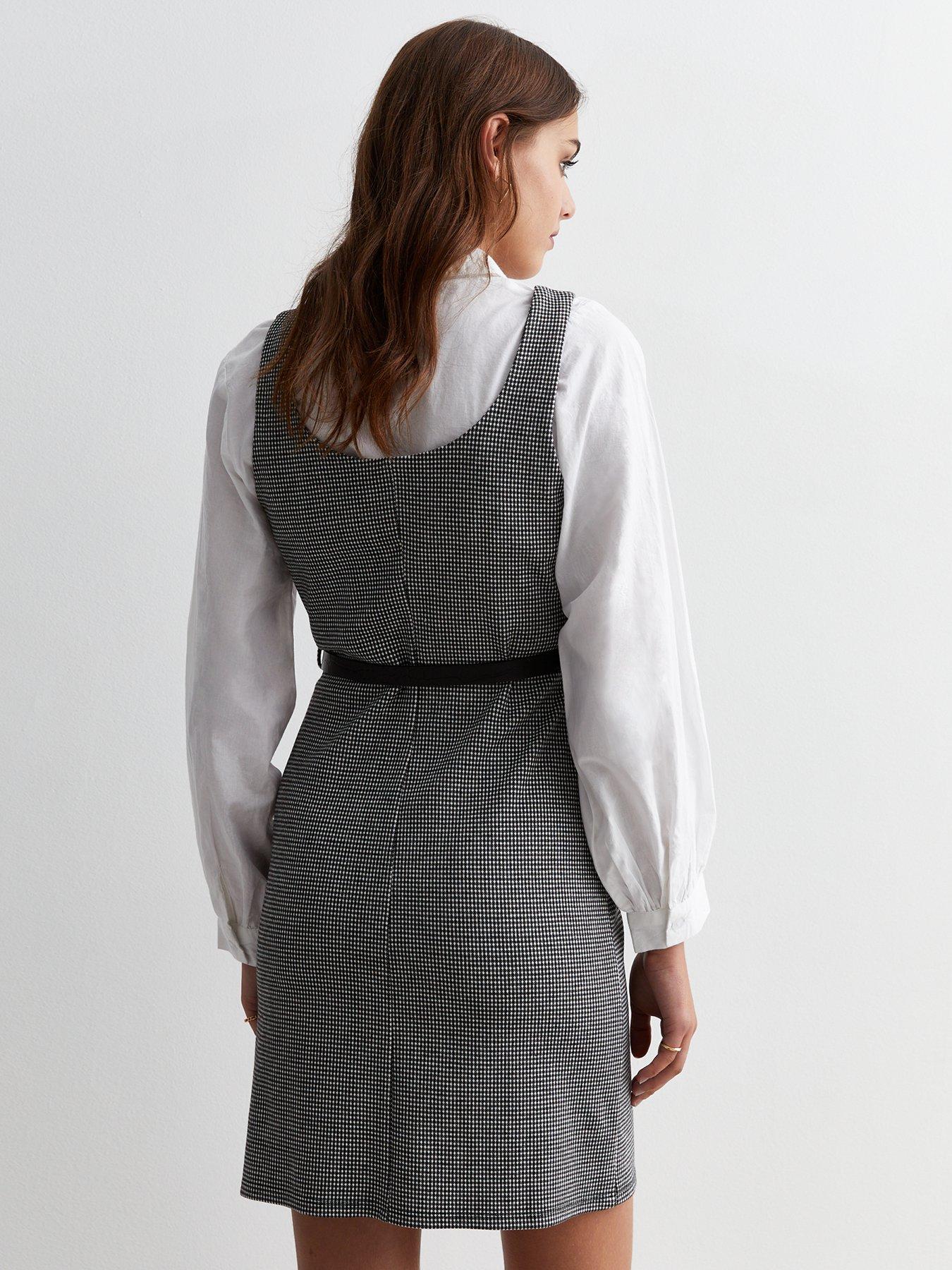 Grey check best sale pinafore dress