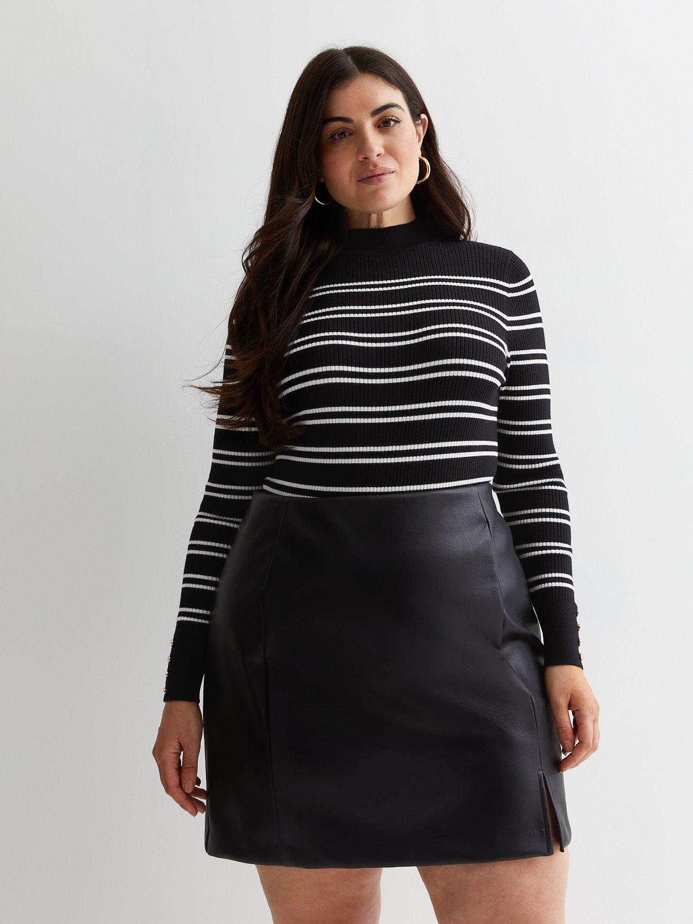 Plus Black Faux Leather Mini Skirt