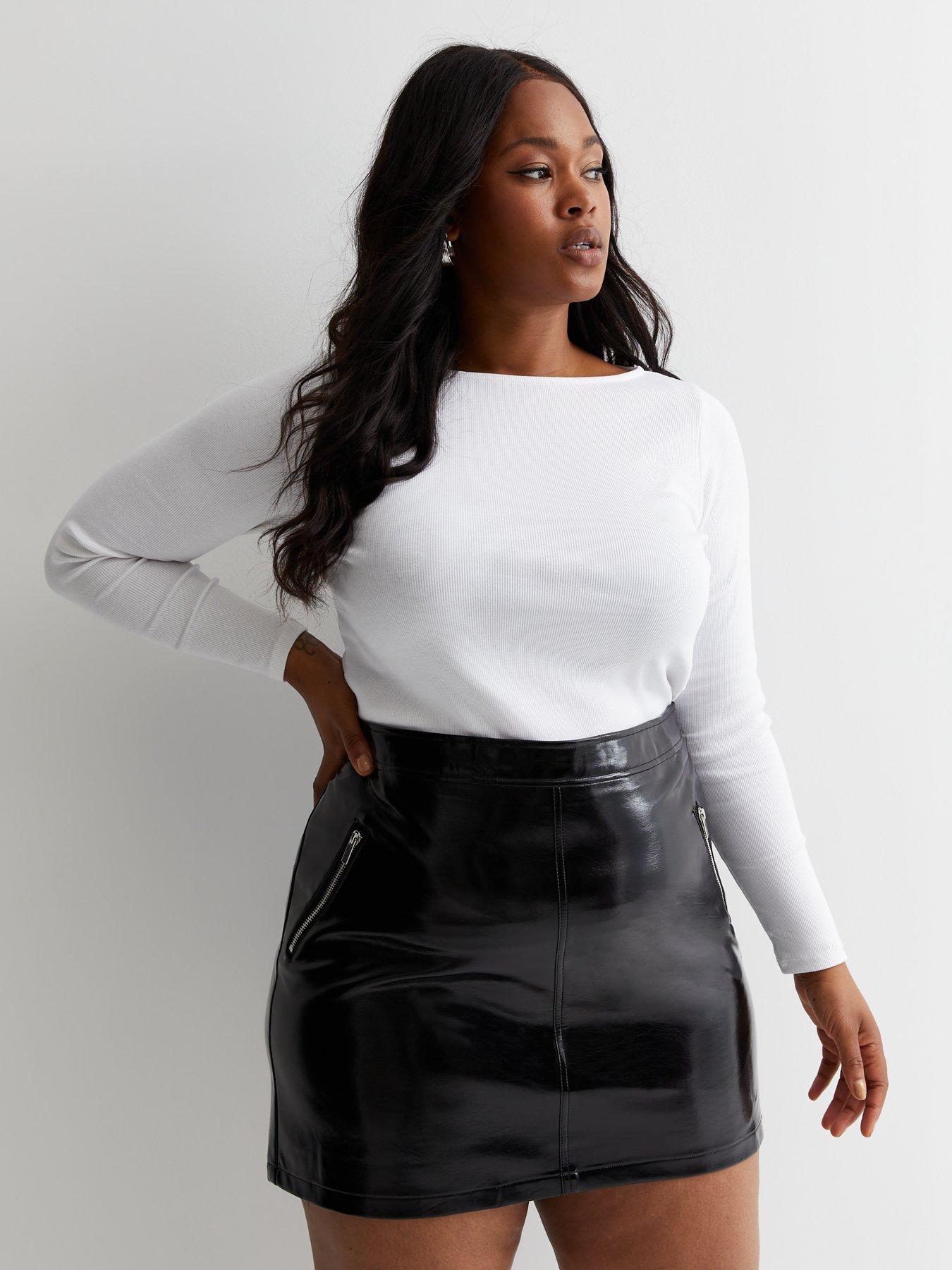 Leather effect hotsell pencil skirt