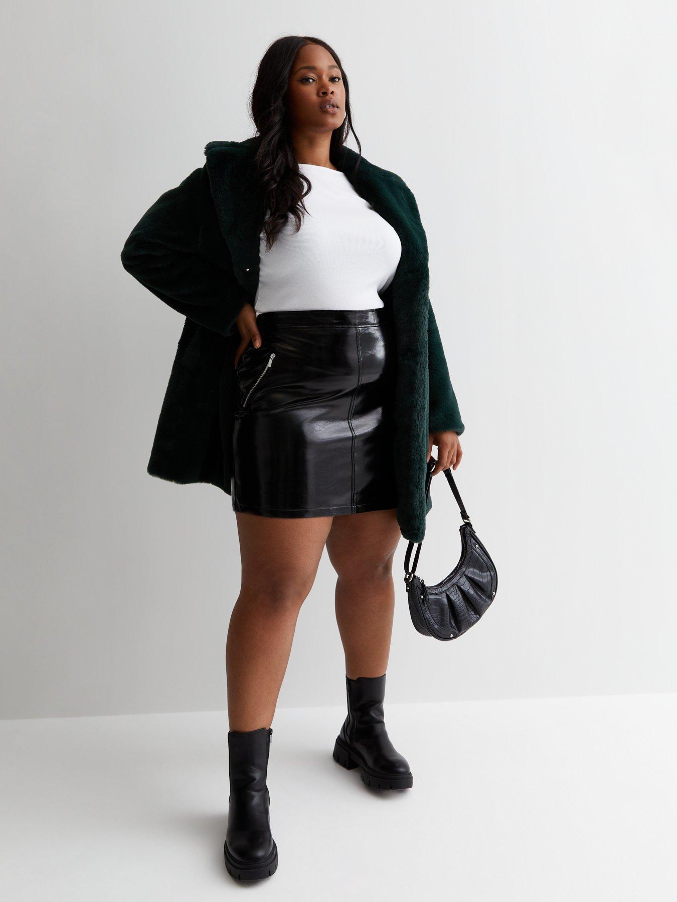 Plus size leather look skirt sale