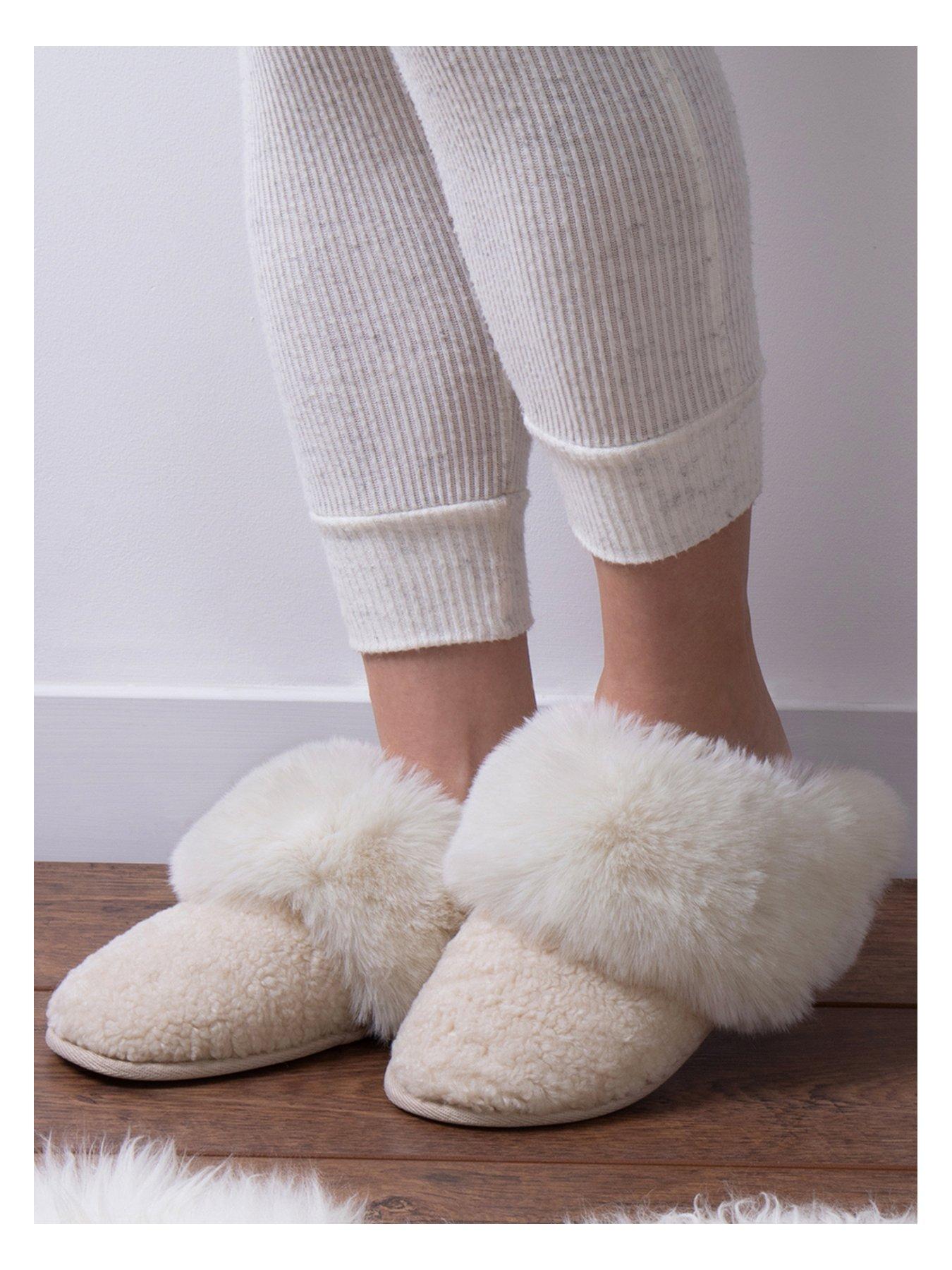 Faux fur slippers store uk