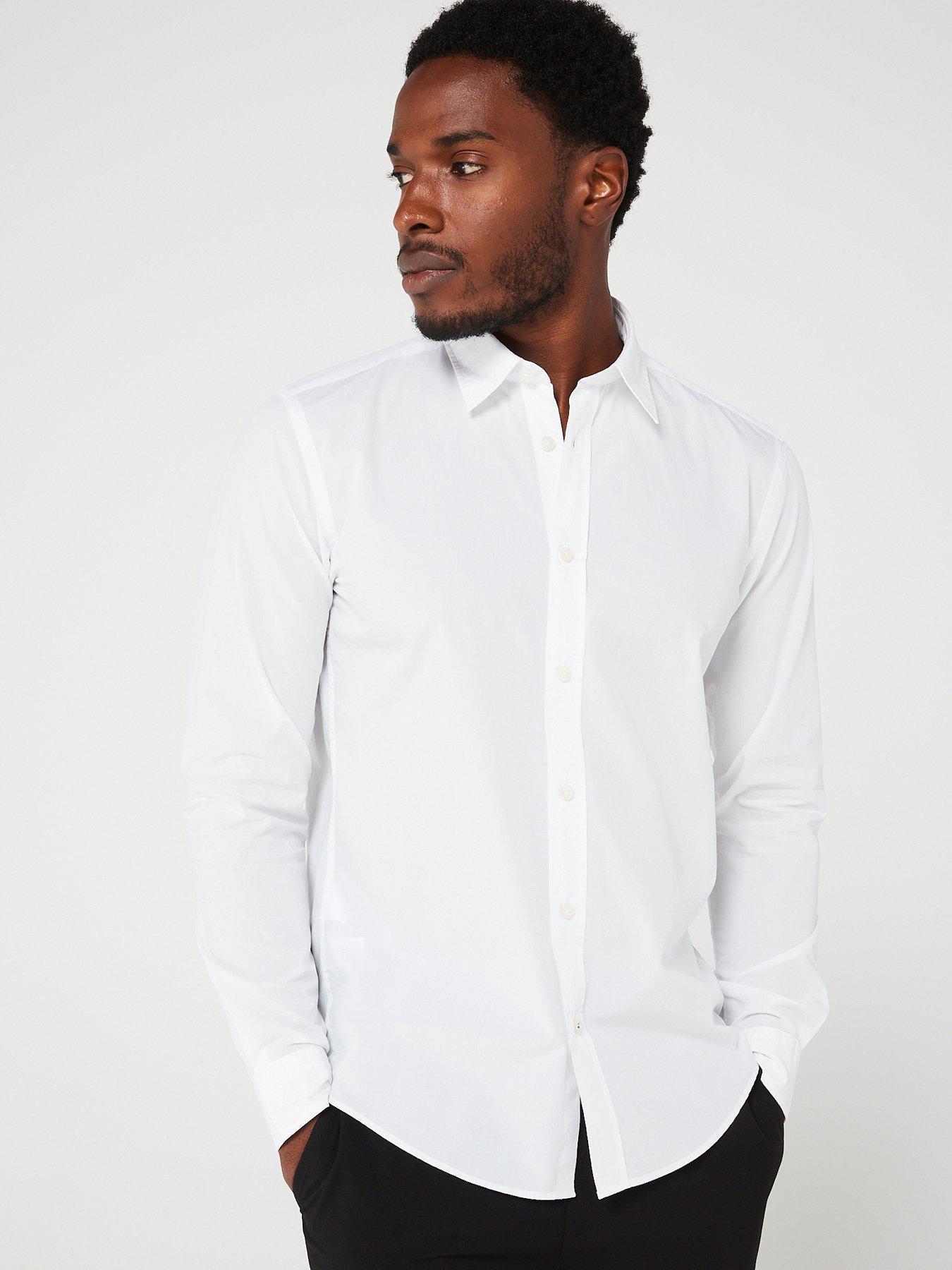 BOSS Roan Kent Slim Fit Long Sleeve Shirt - White | very.co.uk