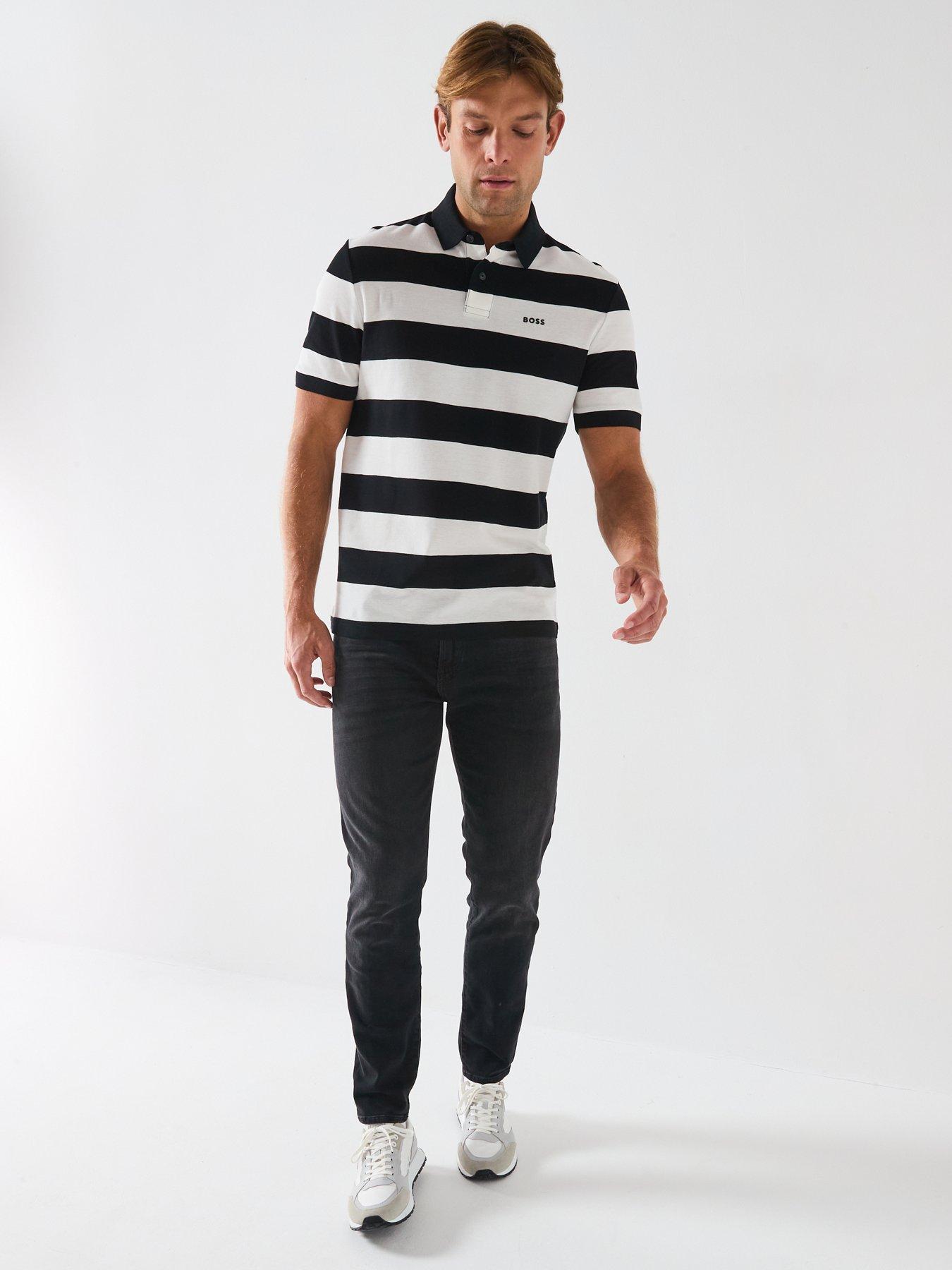 Image 3 of 6 of BOSS Palesstripe Relaxed Fit Polo Shirt - Black&nbsp;