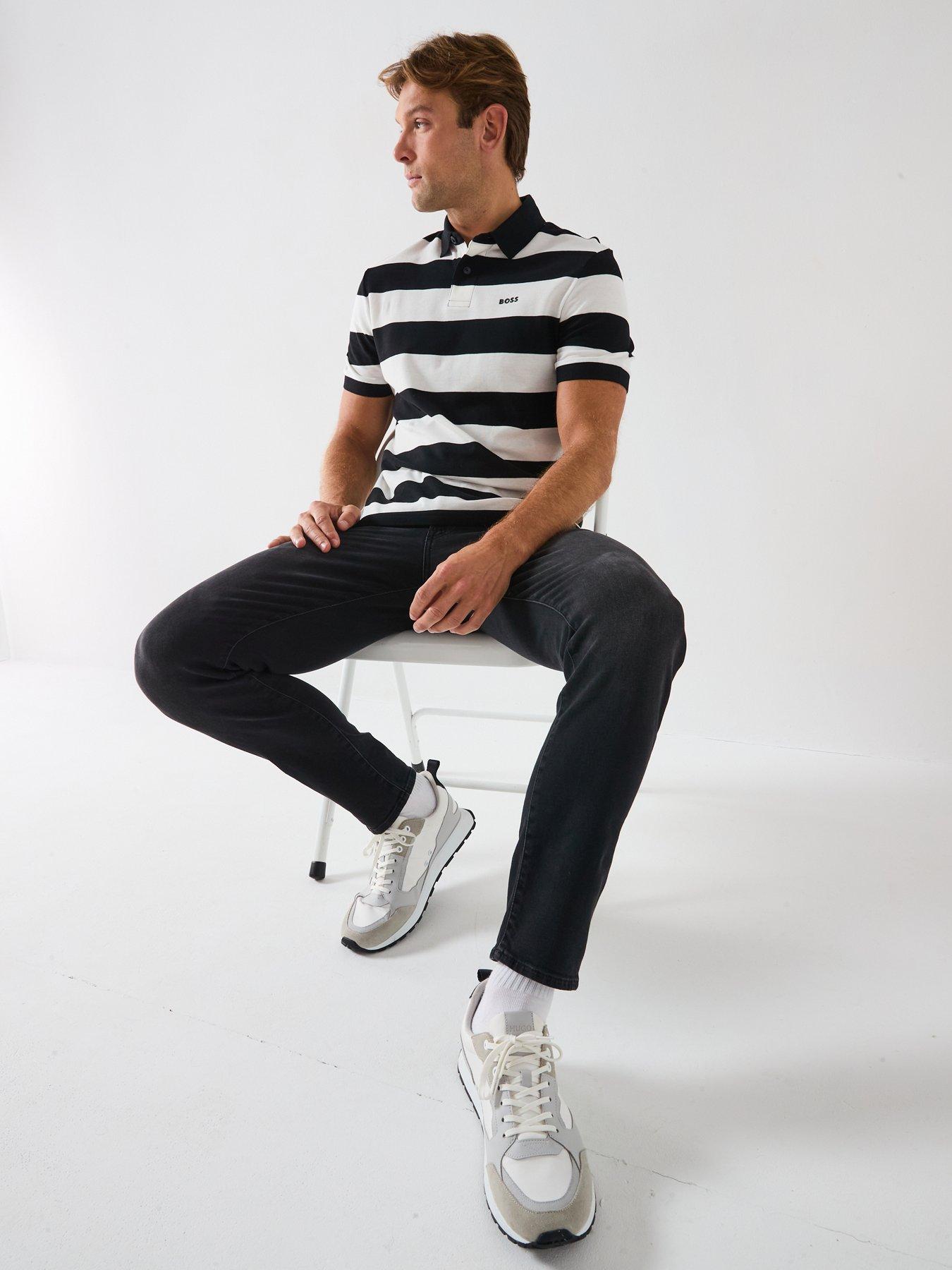 Image 5 of 6 of BOSS Palesstripe Relaxed Fit Polo Shirt - Black&nbsp;
