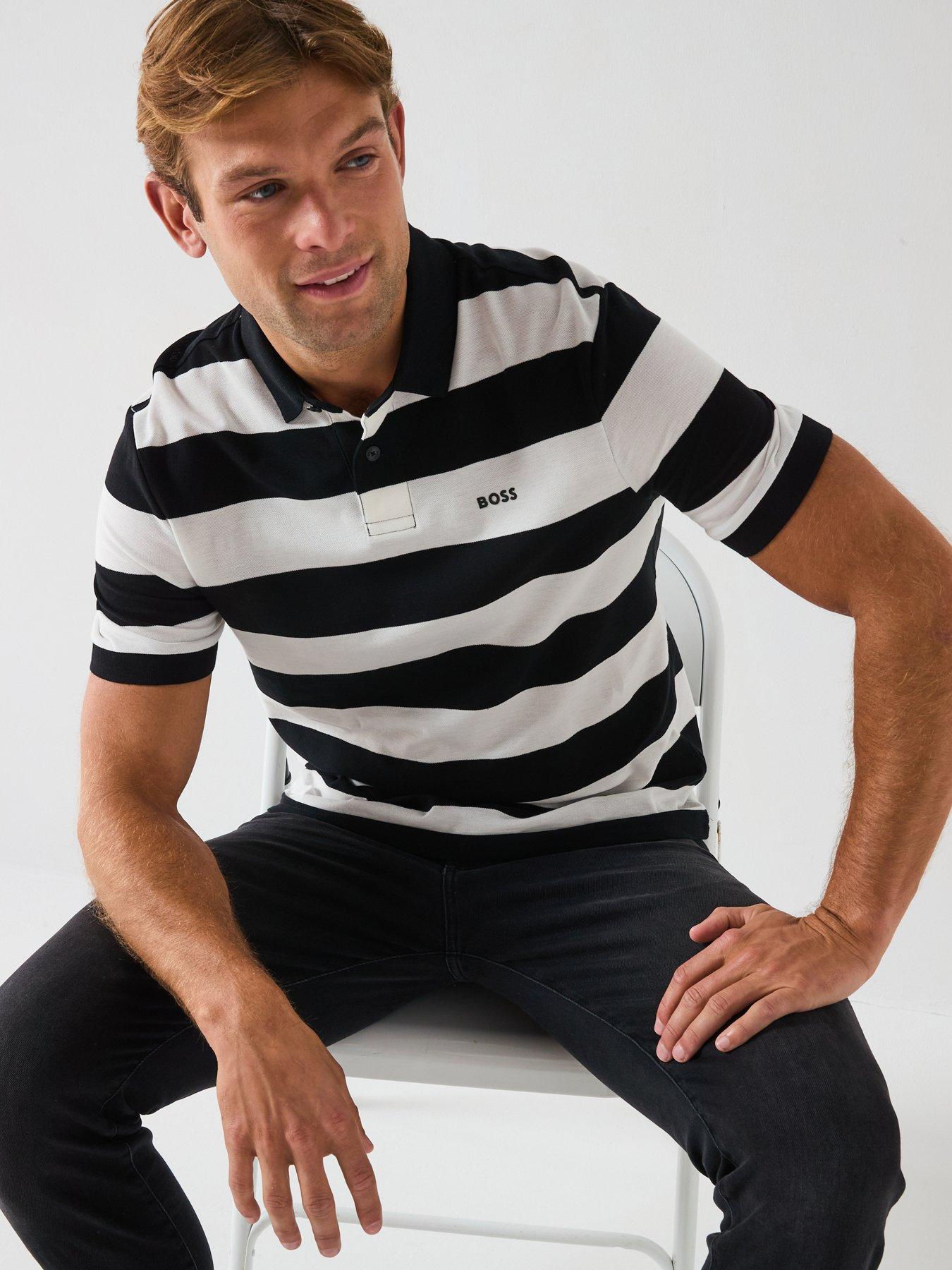 Image 6 of 6 of BOSS Palesstripe Relaxed Fit Polo Shirt - Black&nbsp;