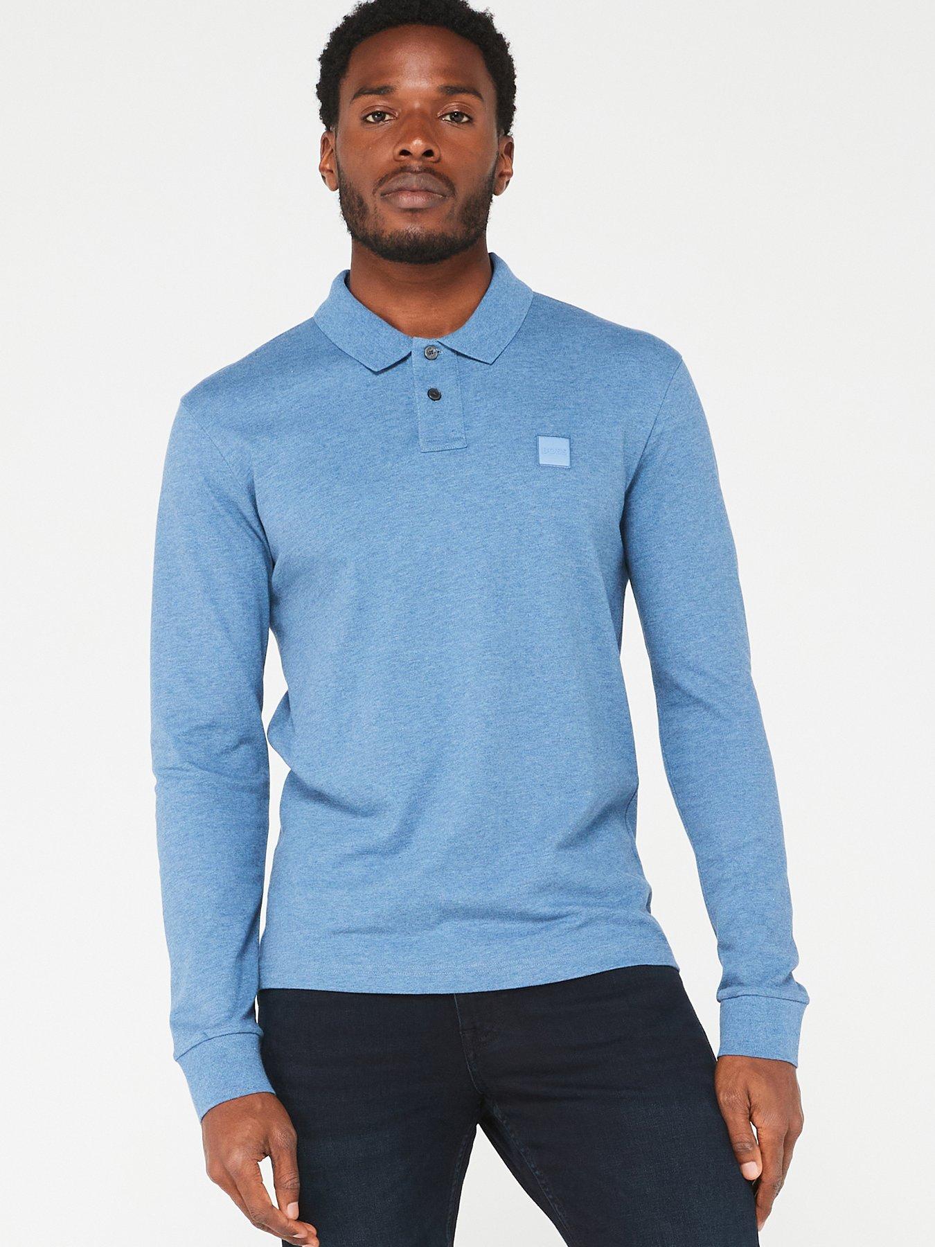 Blue long hotsell sleeve collared shirt