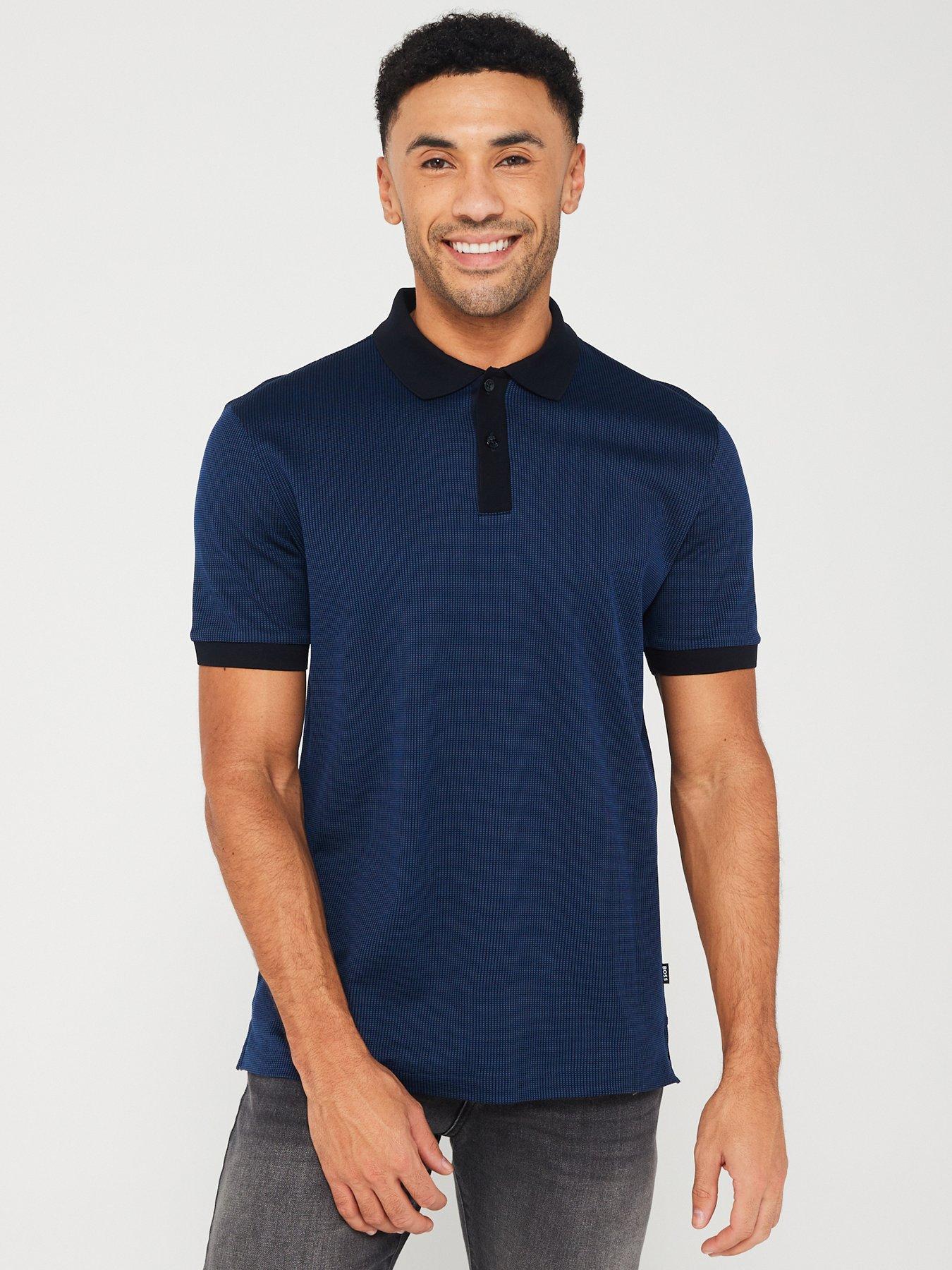 BOSS Parlay 425 Regular Fit Polo Shirt - Dark Blue | very.co.uk