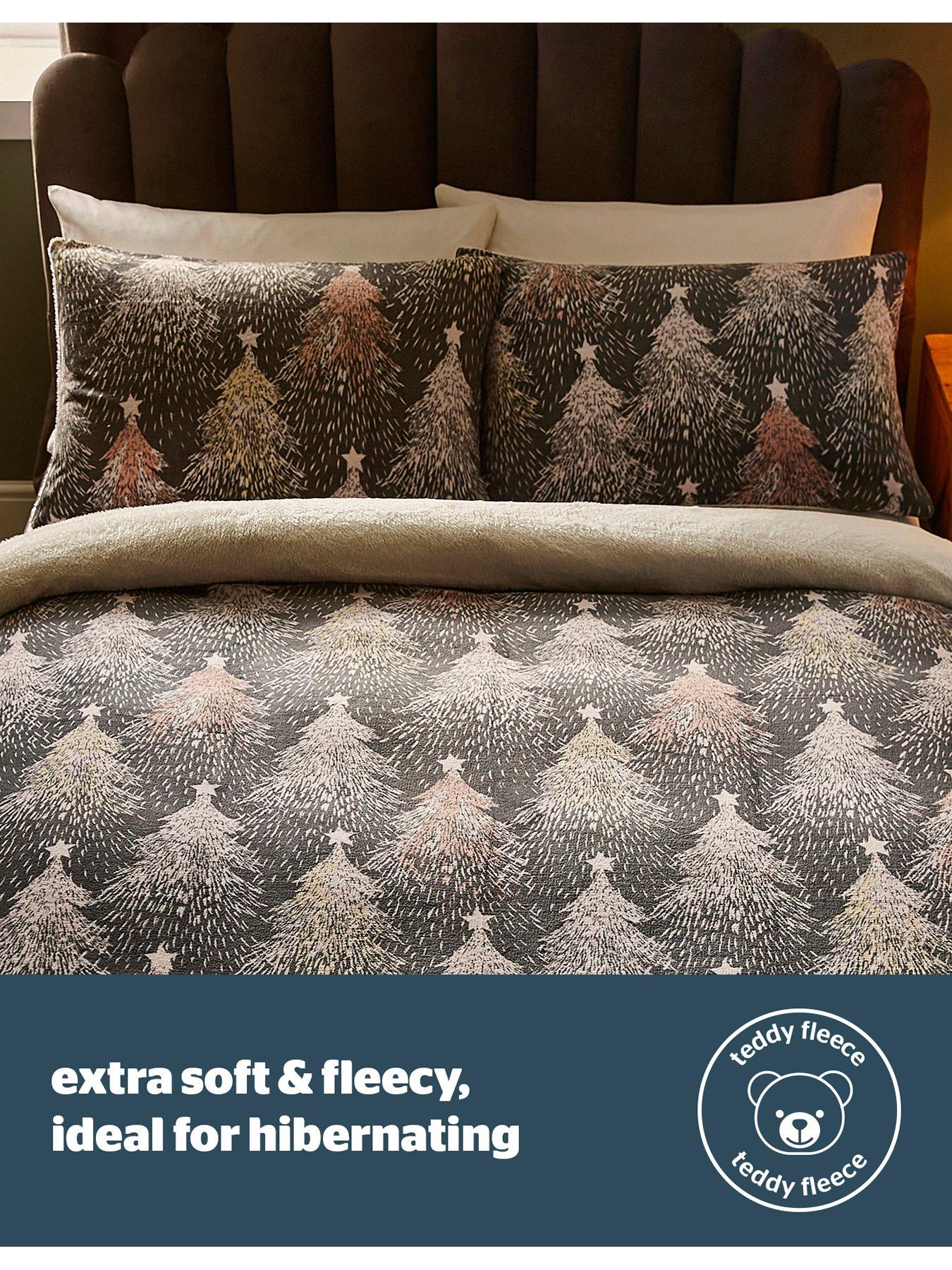 Teddy fleece duvet set silent night hot sale