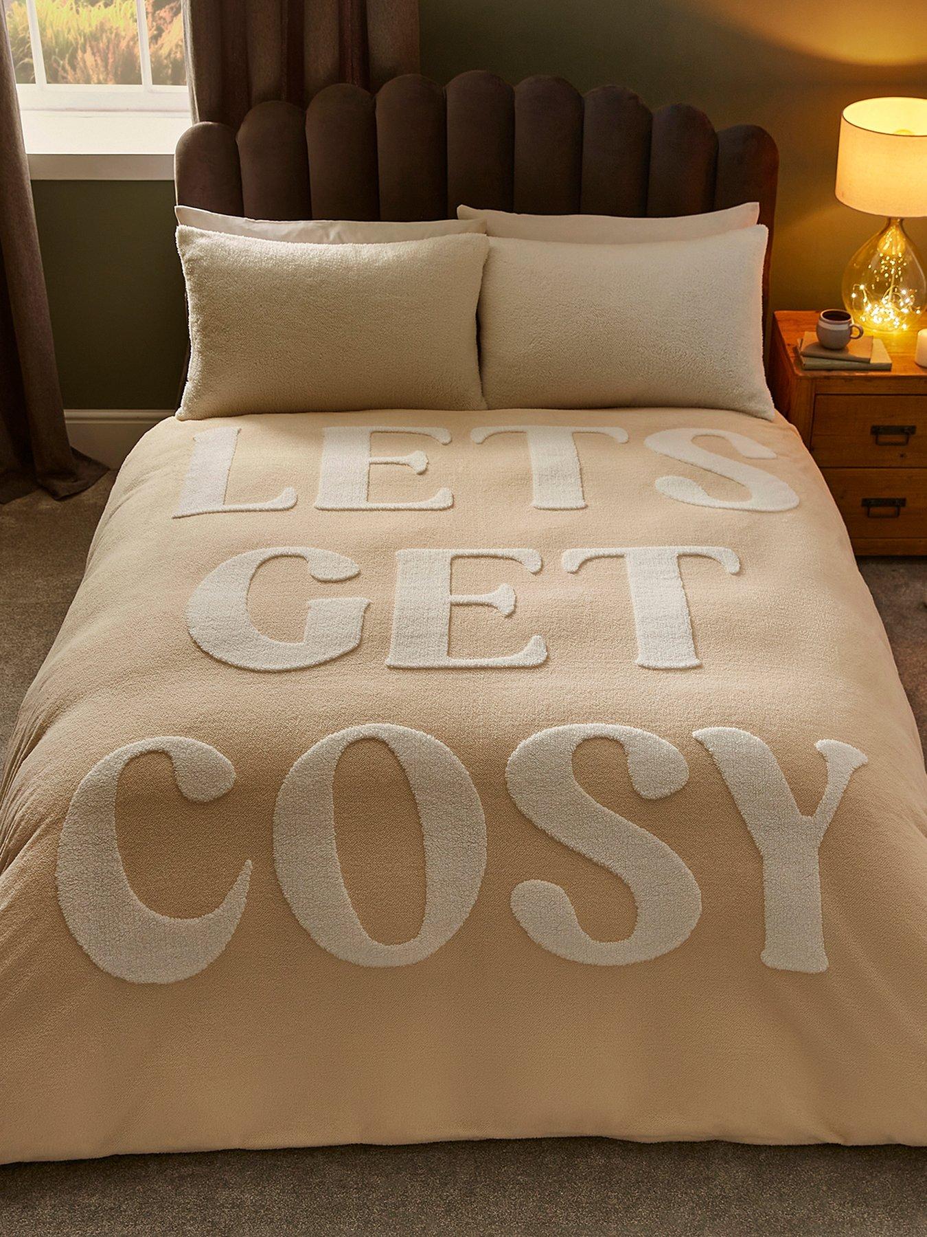 Product photograph of Silentnight Lets Get Cosy Fleece Duvet Cover Set - Beige from very.co.uk