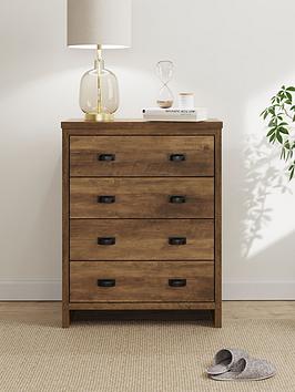 Product photograph of Gfw Boston 4 Drawer Chest - Oak from very.co.uk