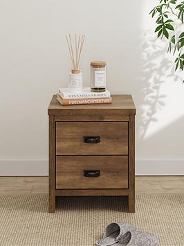 Product photograph of Gfw Boston 2 Drawer Bedside Chest - Oak from very.co.uk