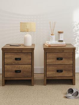Product photograph of Gfw Set Of 2 Boston Bedside Chests - Oak from very.co.uk