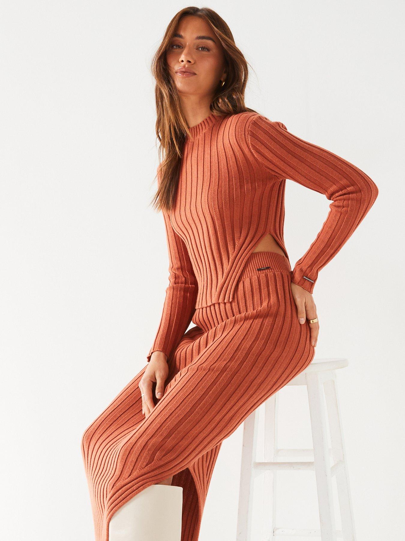 Image 5 of 5 of Calvin Klein Wool Blend Side Split Knitted Jumper - Orange