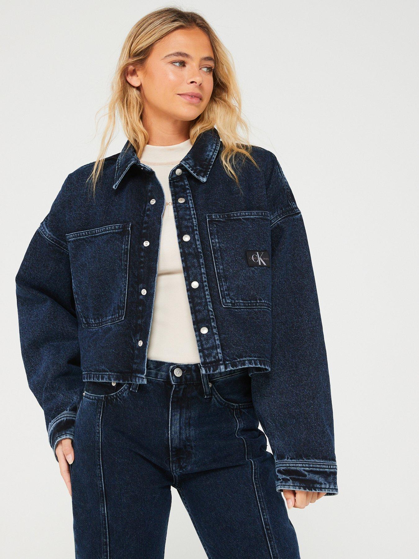 Oversized Denim Jacket - Dark denim blue - Ladies