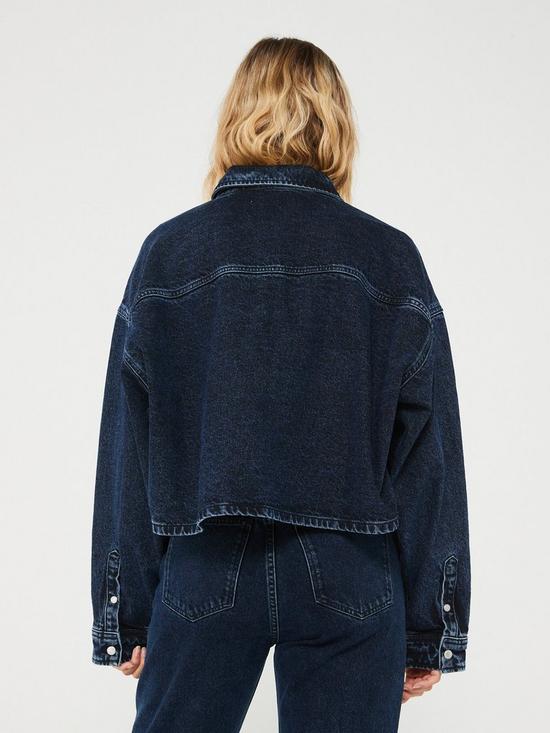 stillFront image of calvin-klein-jeans-oversized-boxy-denim-jacket-darknbspblue