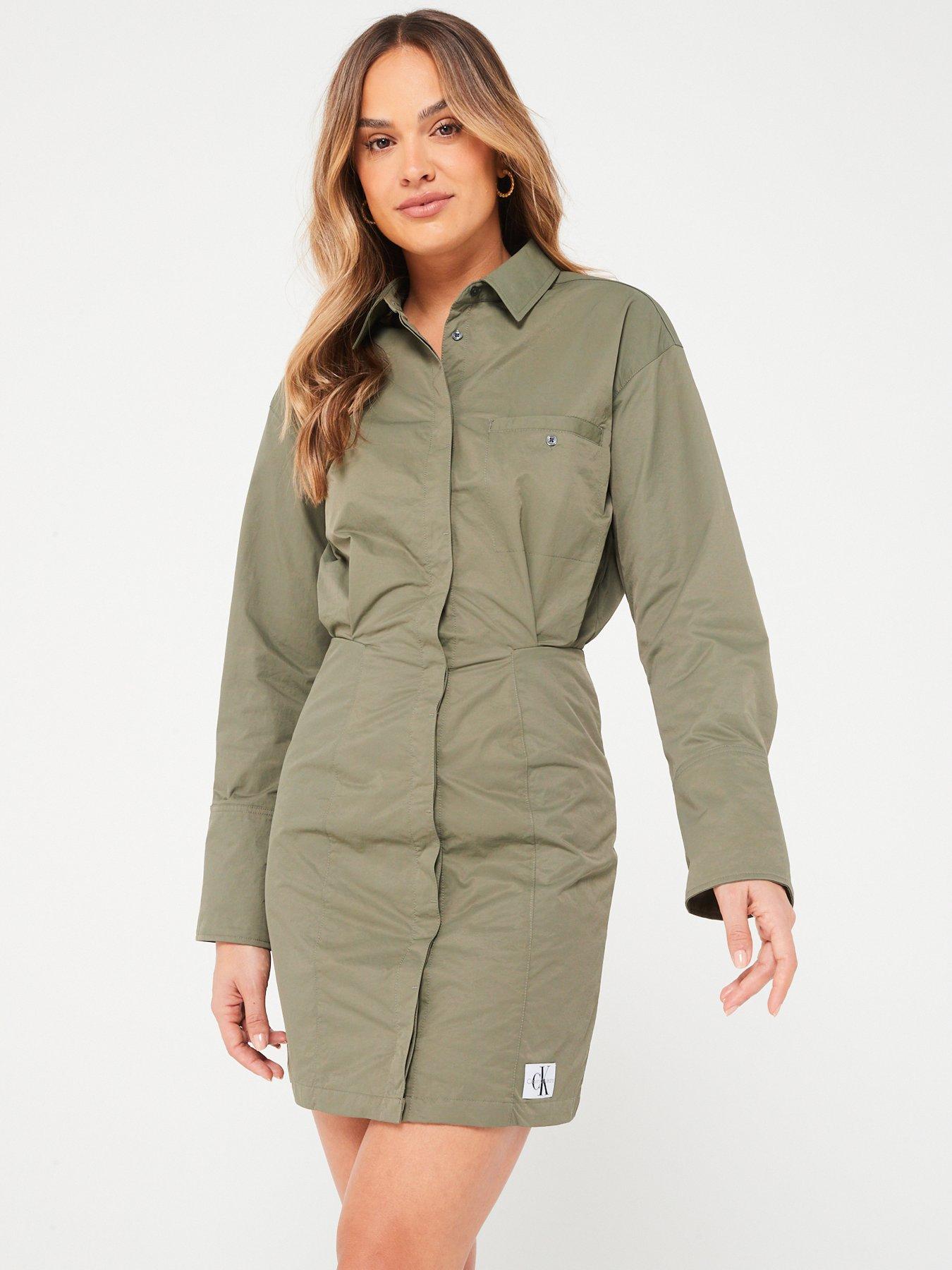 Green utility shirt outlet dress