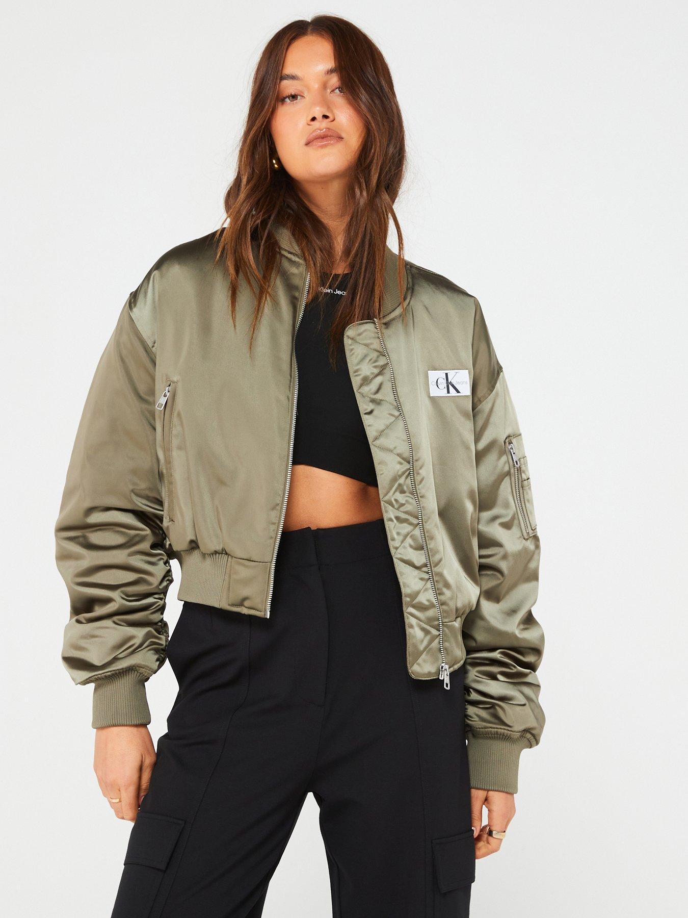 Satin Bomber Jacket Green