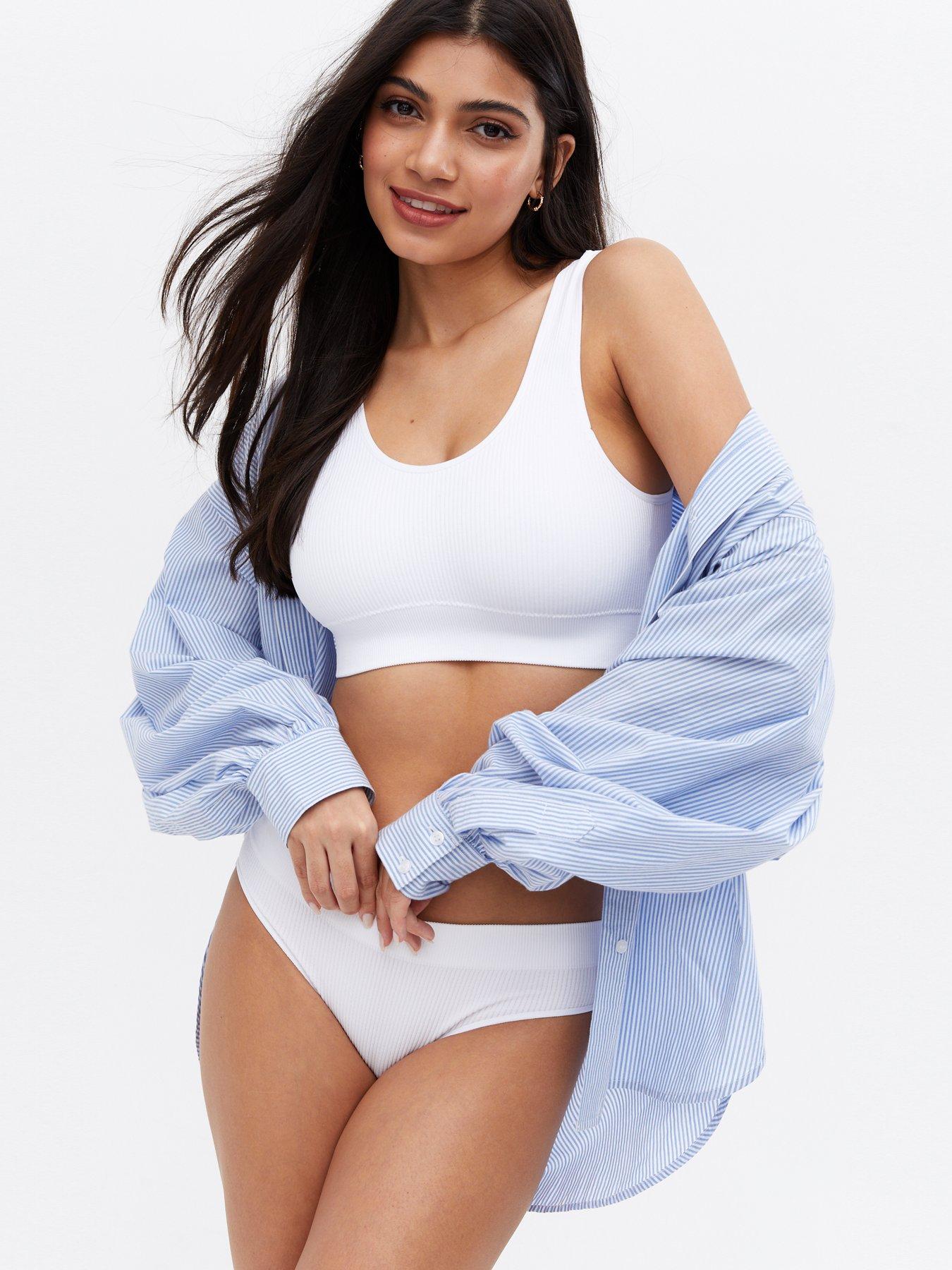 New Look White Ribbed Seamless Crop Top Bralette