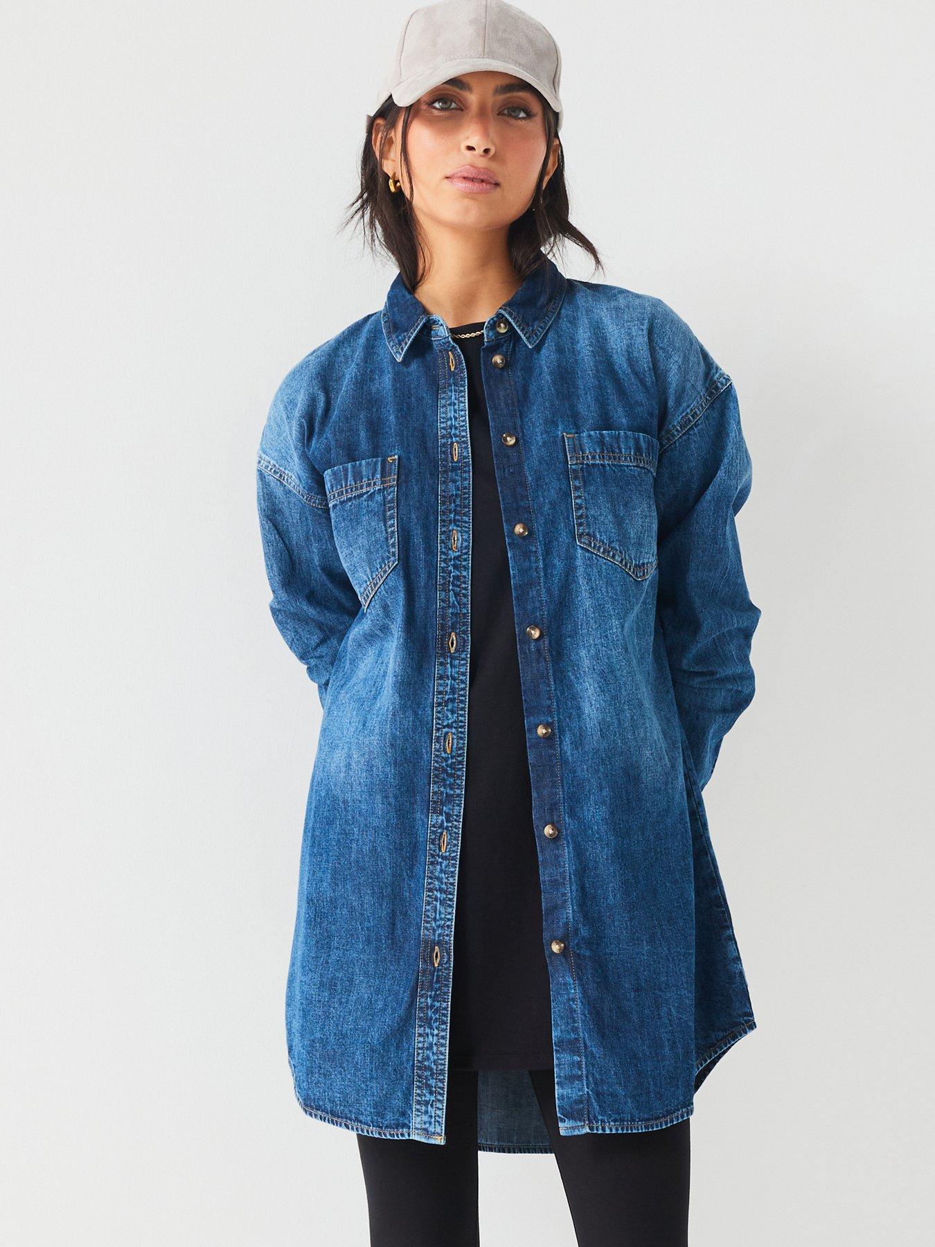 undefined Relaxed Denim Shirt With Oversized Pockets