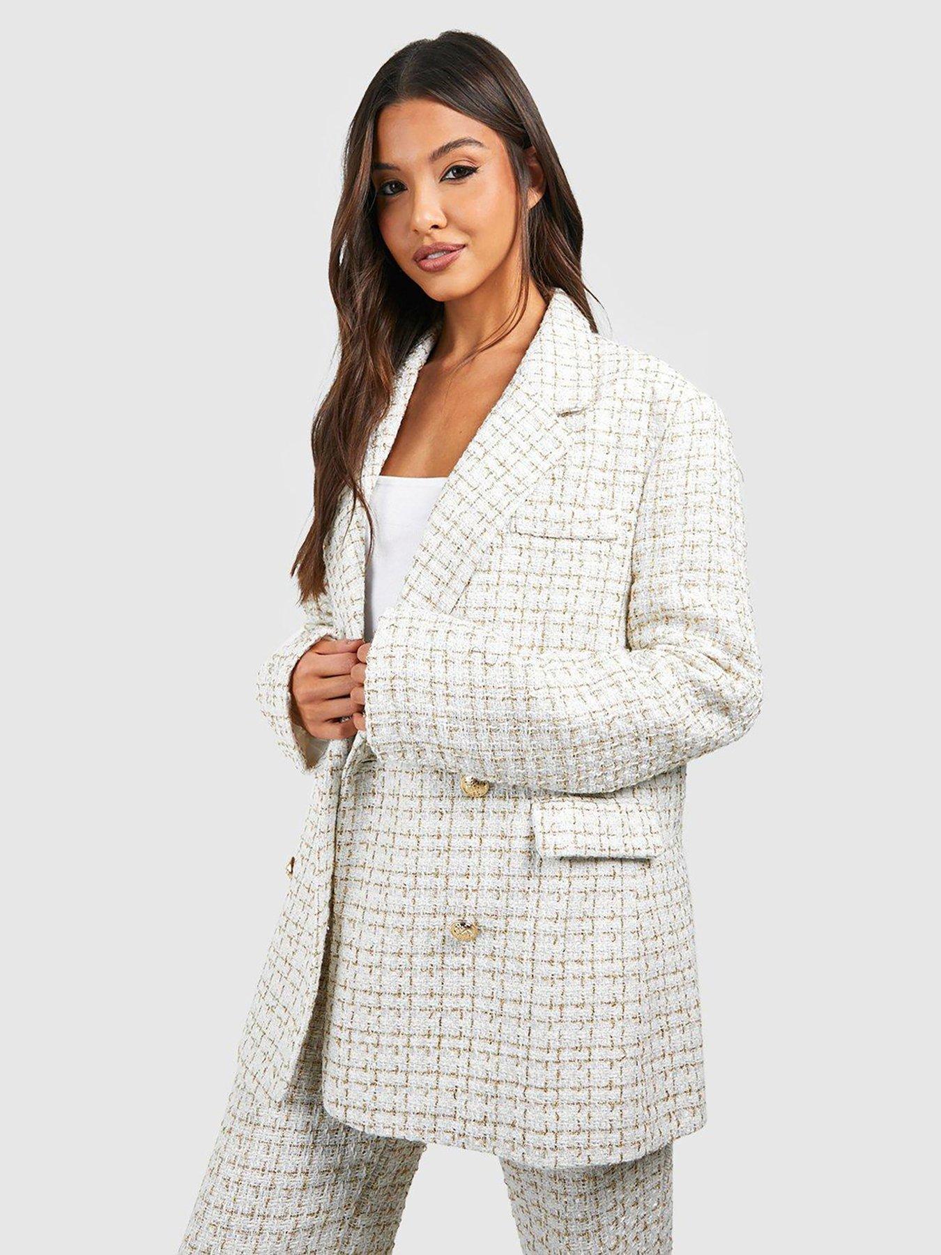 boohoo Double Breasted Military Blazer - Beige - Size 8