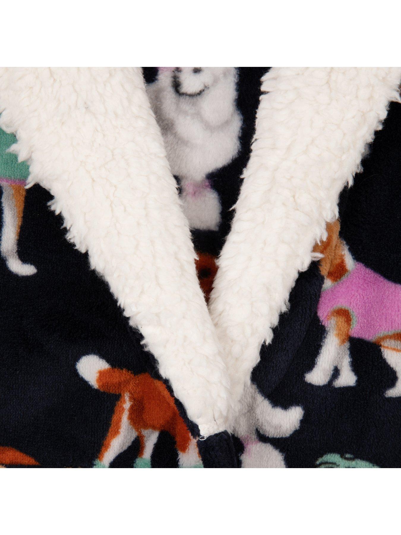Chelsea Peers Unisex Kids Posh Dogs Fleece Dressing Gown Navy Very