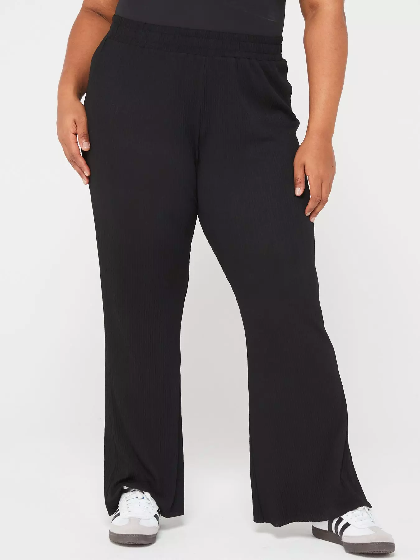 V by Very Curve Wide Leg Stretch Trouser - Black