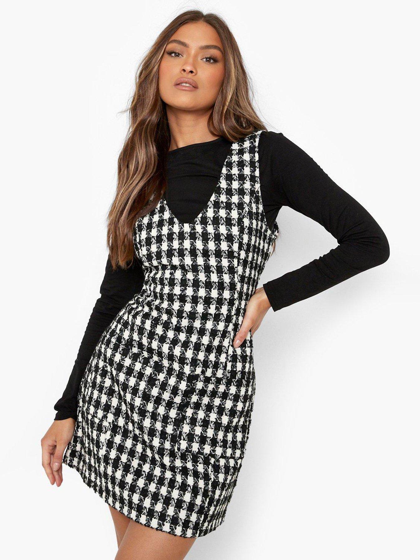 Black pinafore skater dress hotsell