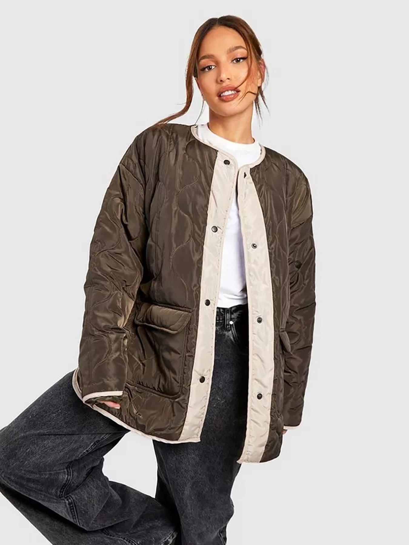 Khaki jacket boohoo hotsell